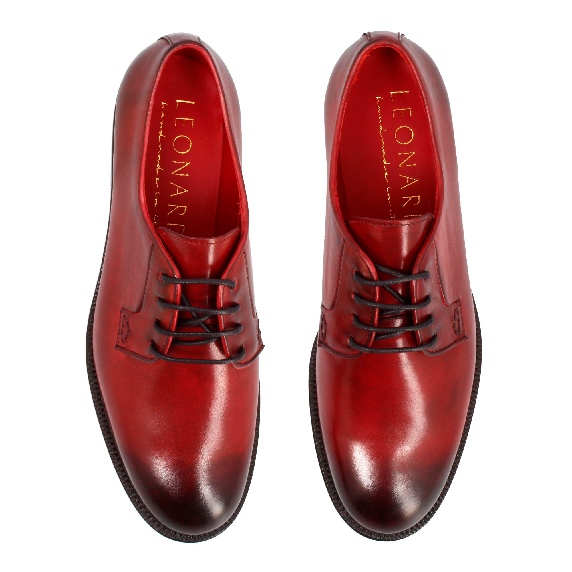 Derby da donna liscio in pelle colore bordeaux