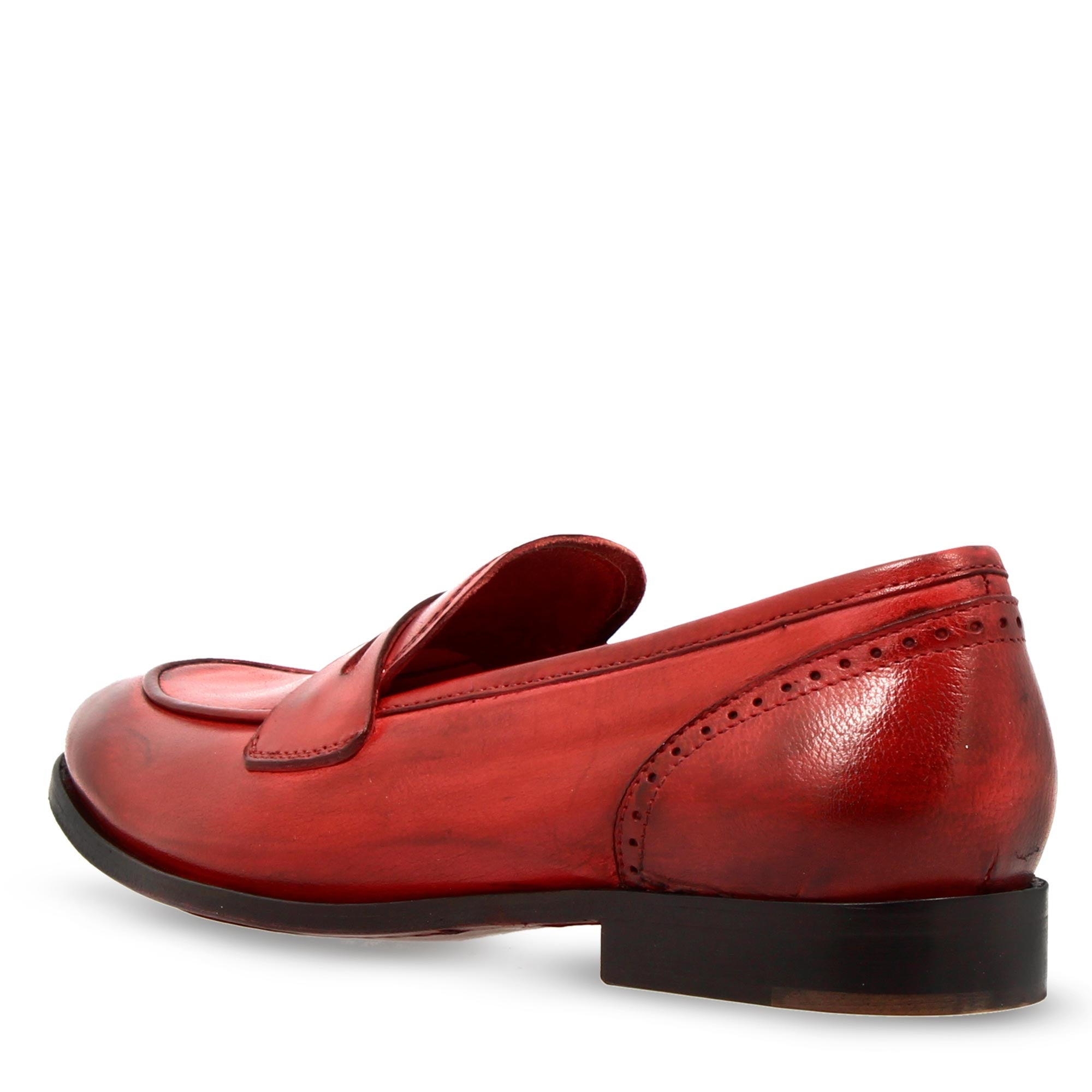 Handmade women's loafers in red leather