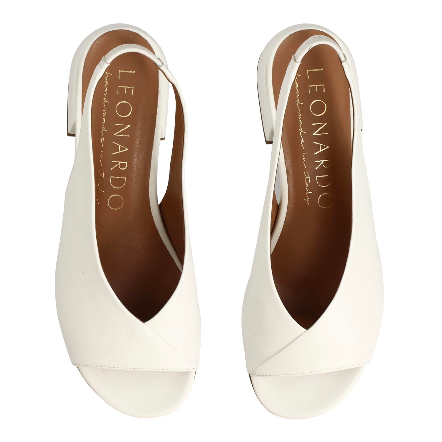 Elettra white leather mid heel sandal for women