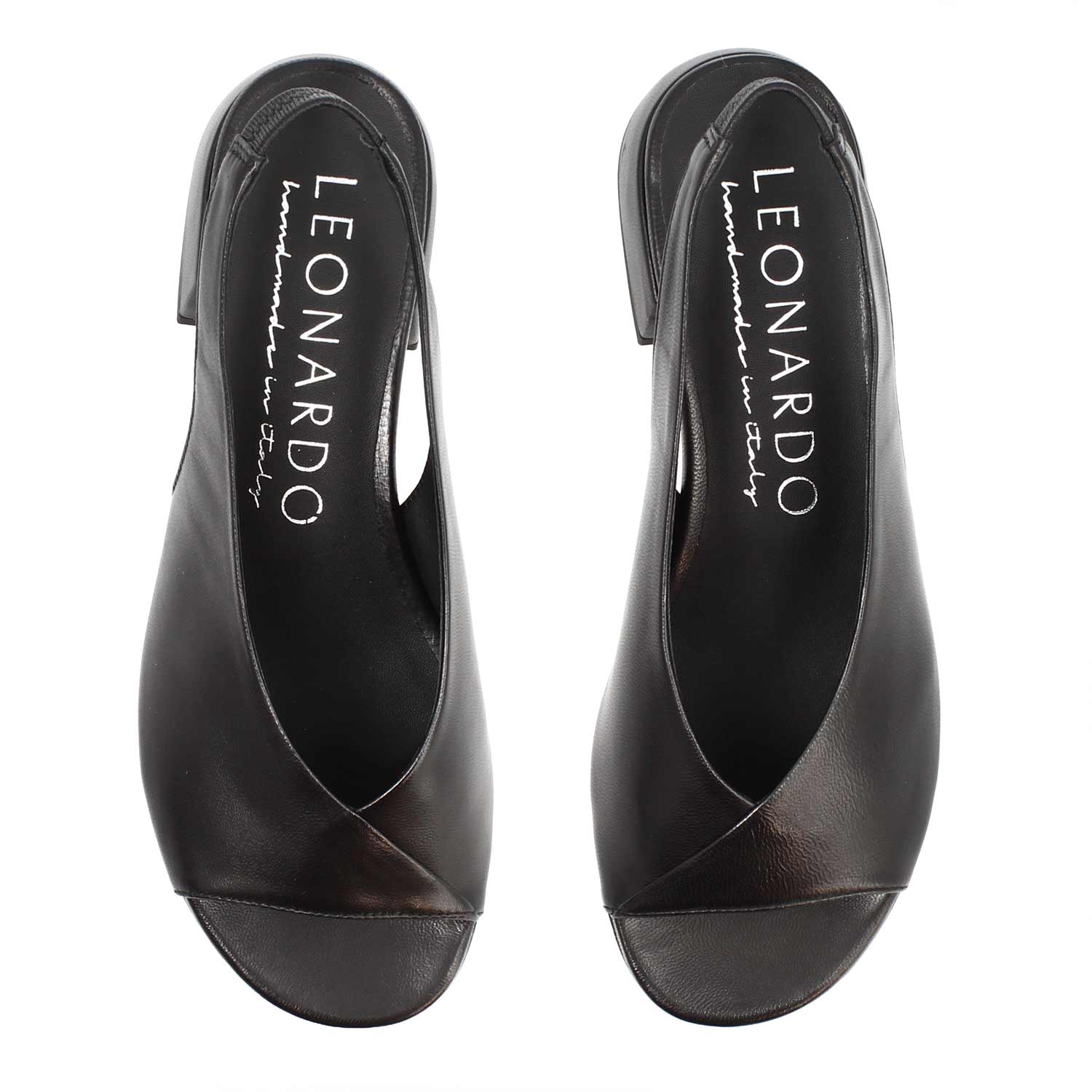 Elettra Black Leather Heel Sandals for women
