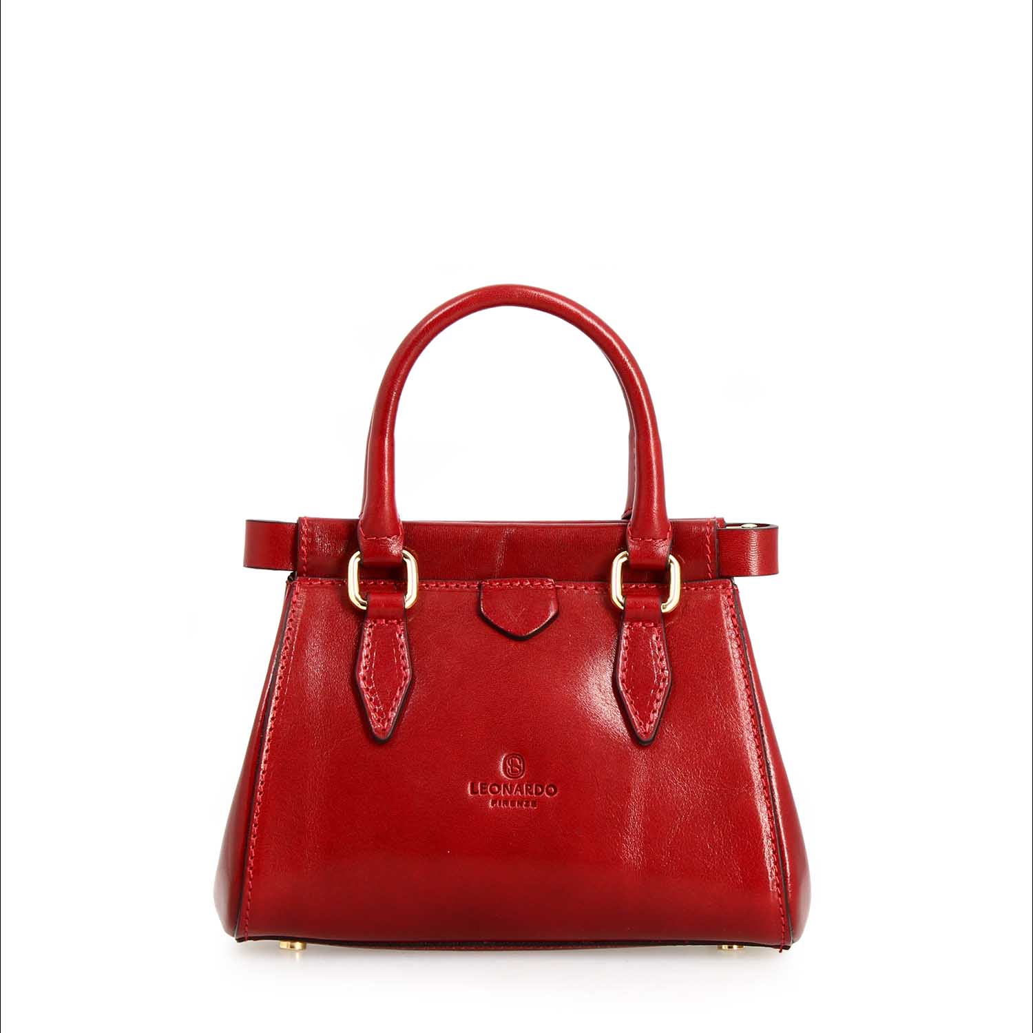 Borsetta a mano Fiorenza in pelle con tracolla rimovibile colore rosso - LeonardoShoes