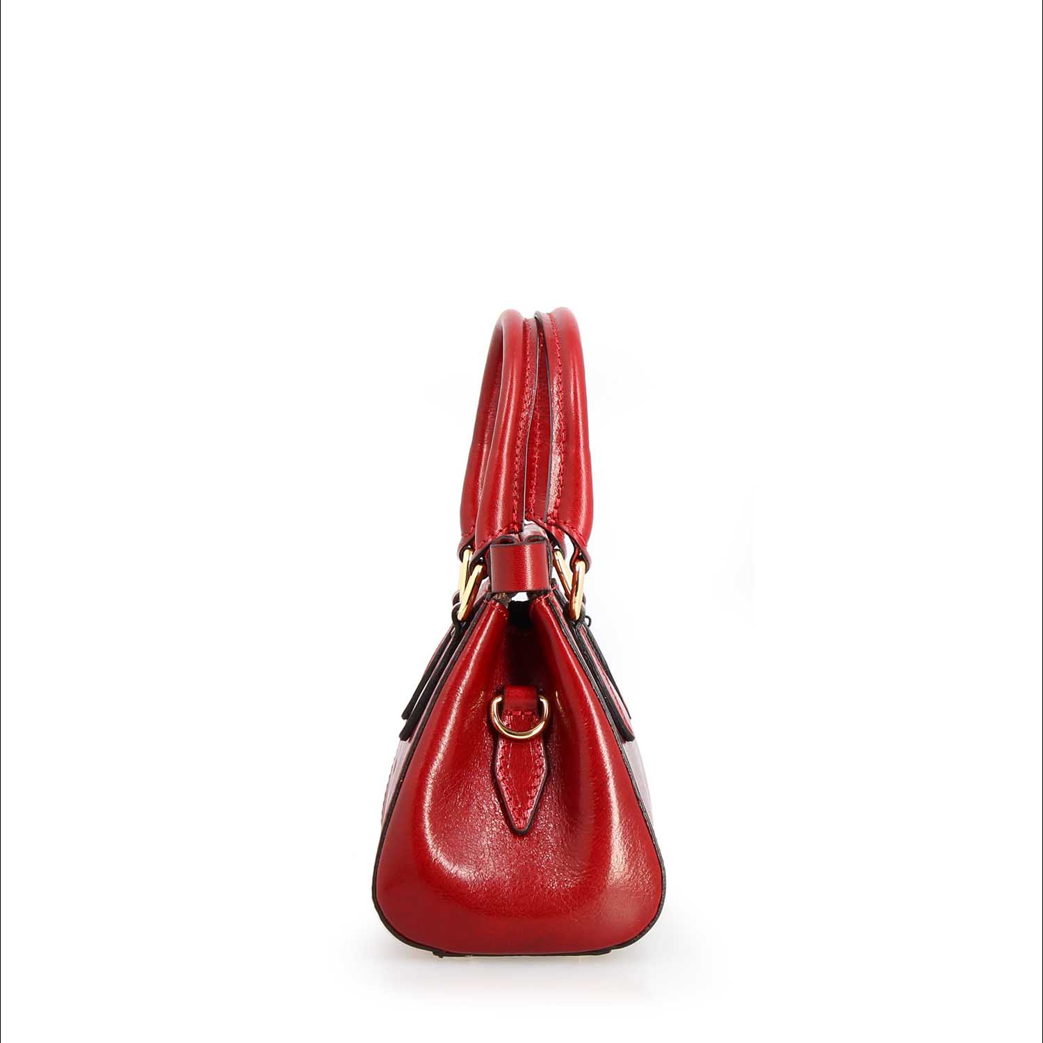 Fiorenza leather handbag with removable red shoulder strap