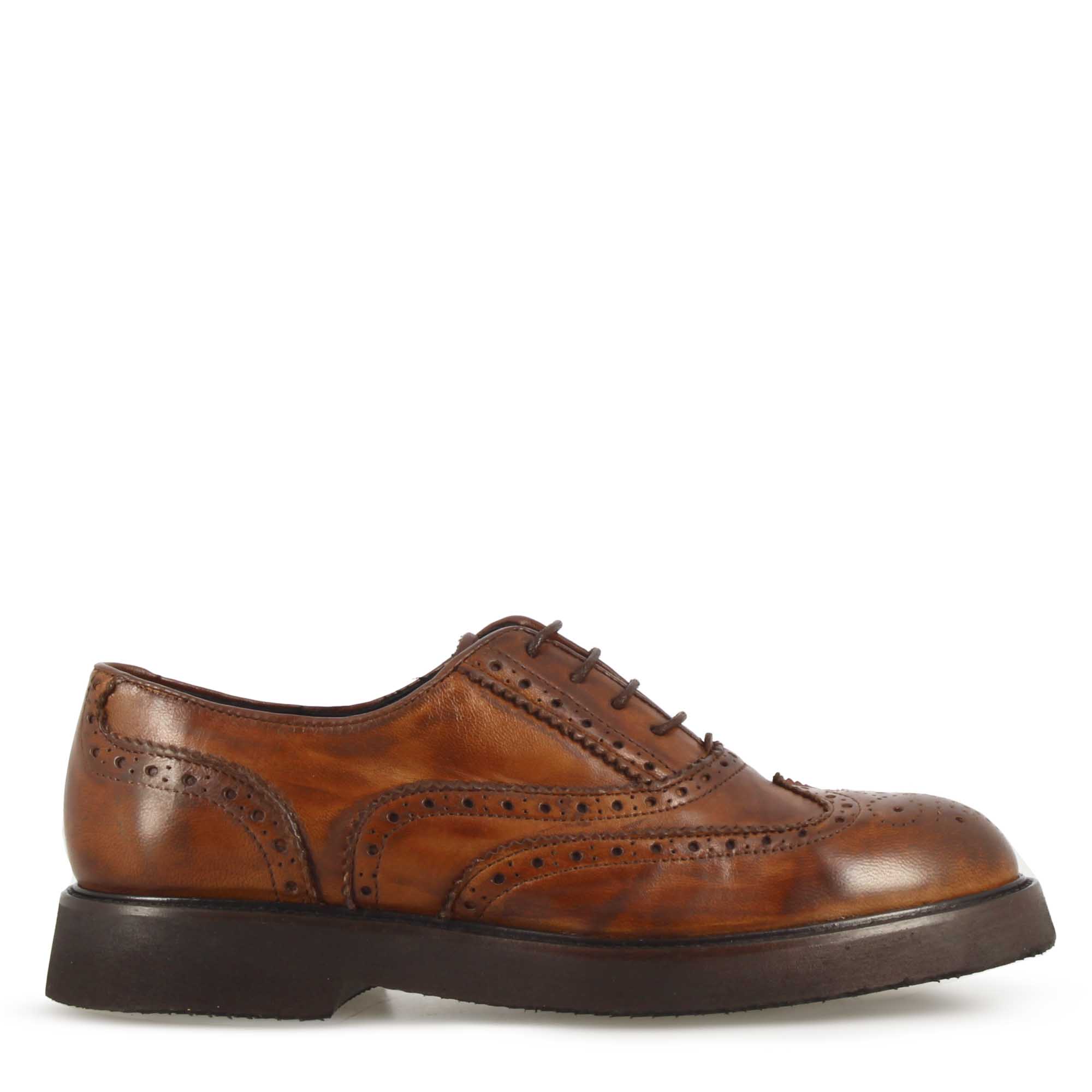 Women's brown leather brogue oxford