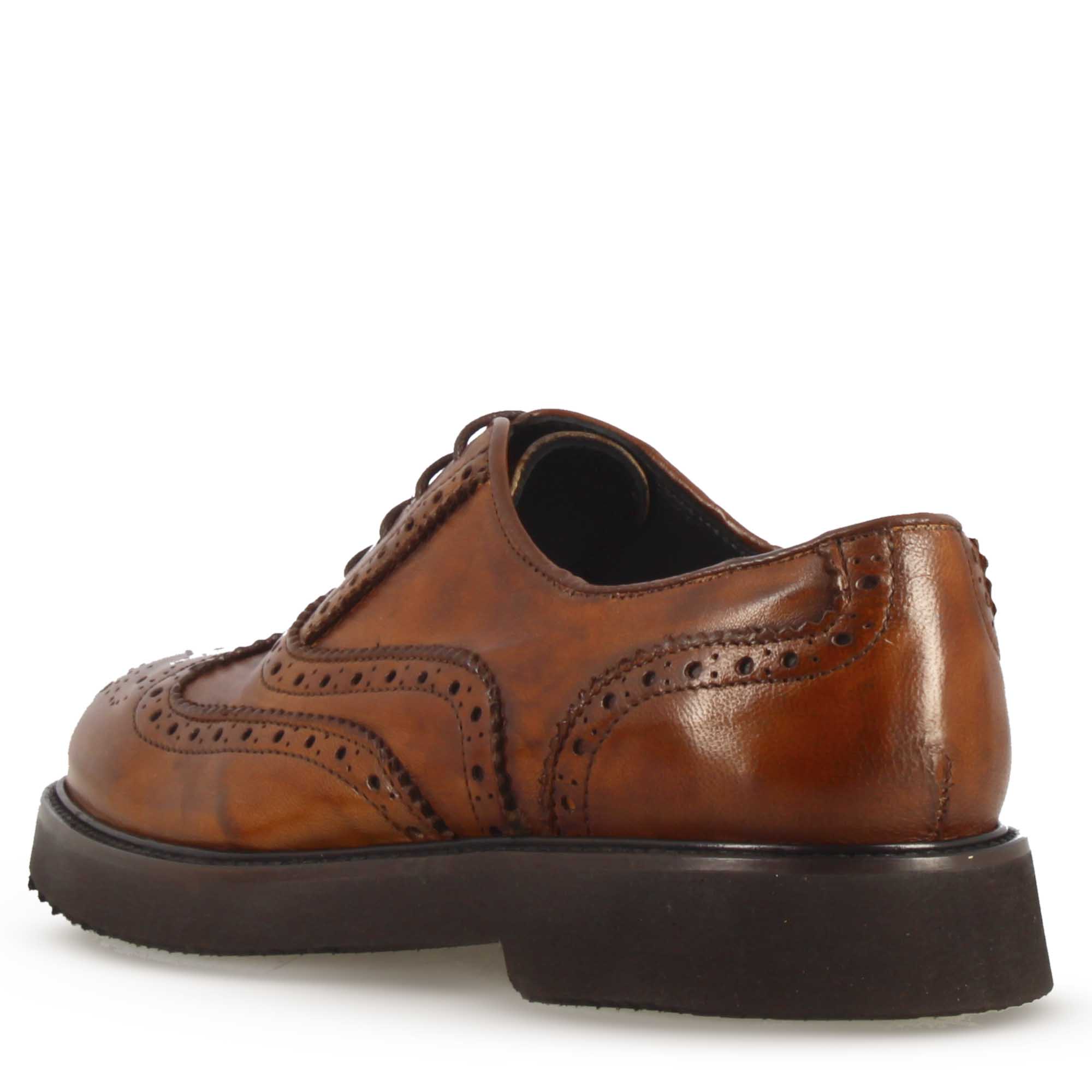 Women's brown leather brogue oxford