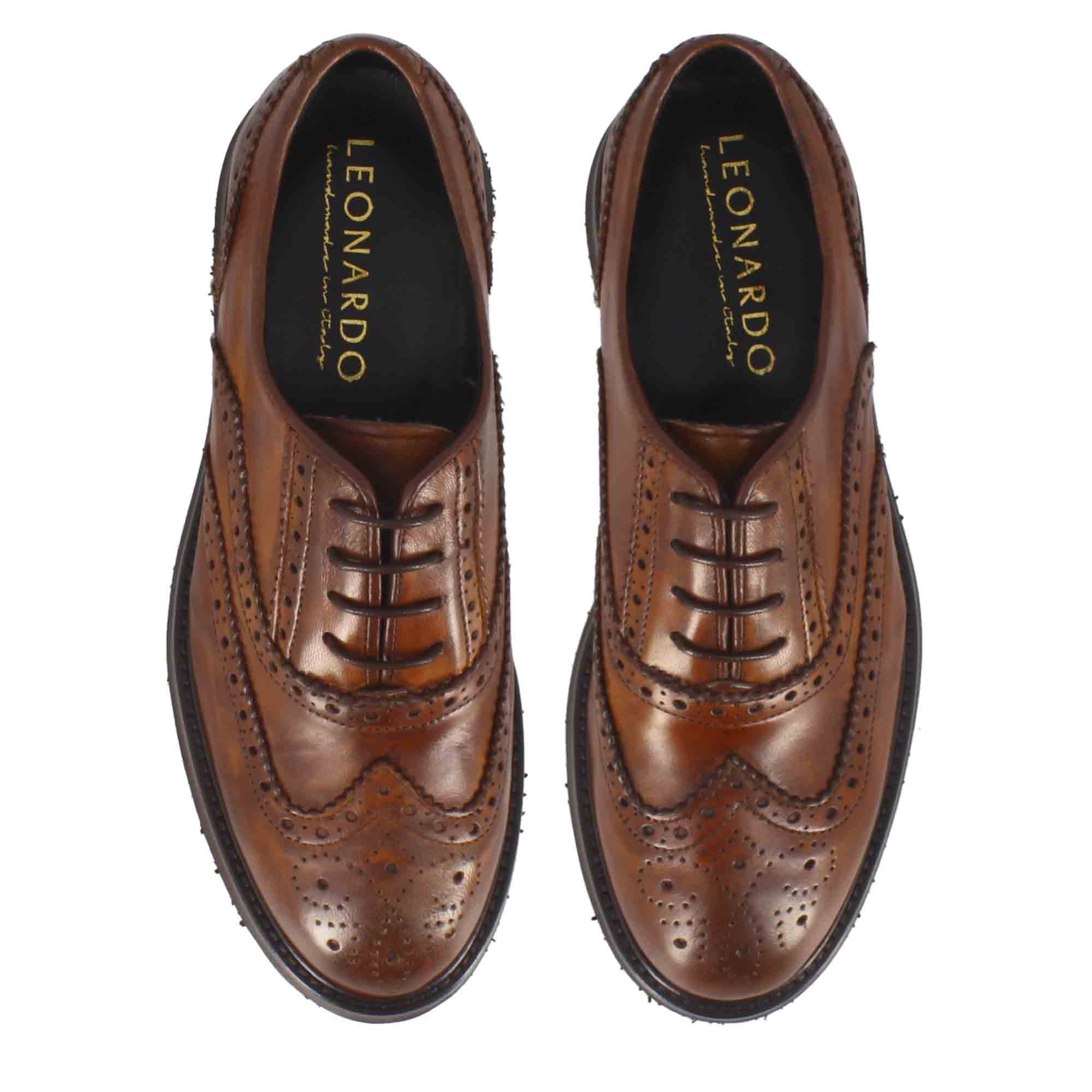Women's brown leather brogue oxford