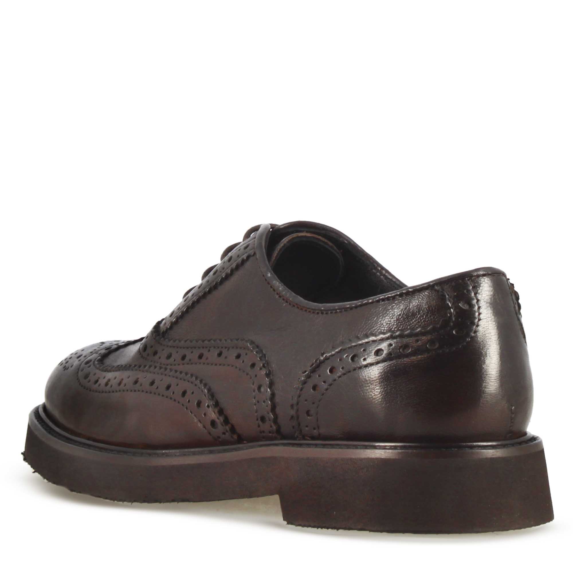 Dark brown leather women's brogue oxford