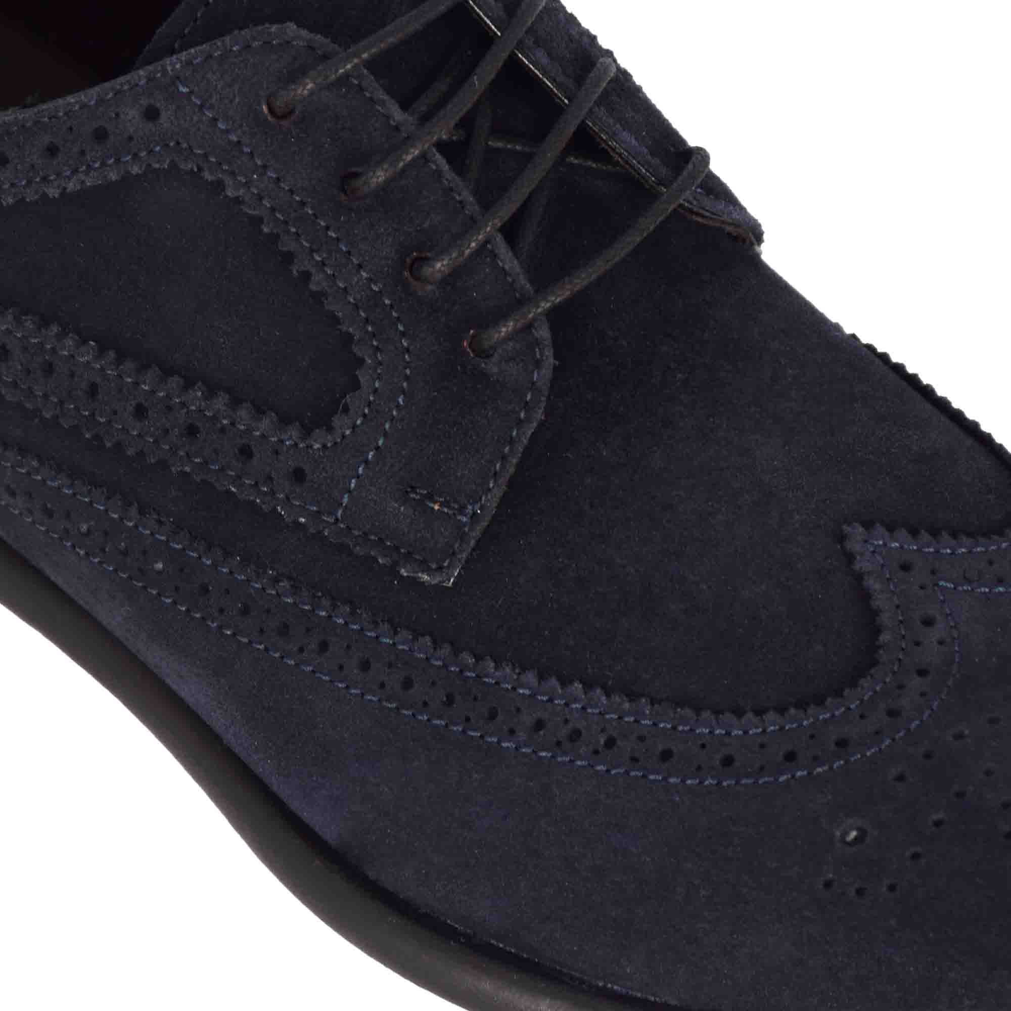 Elegant blue suede derby for men