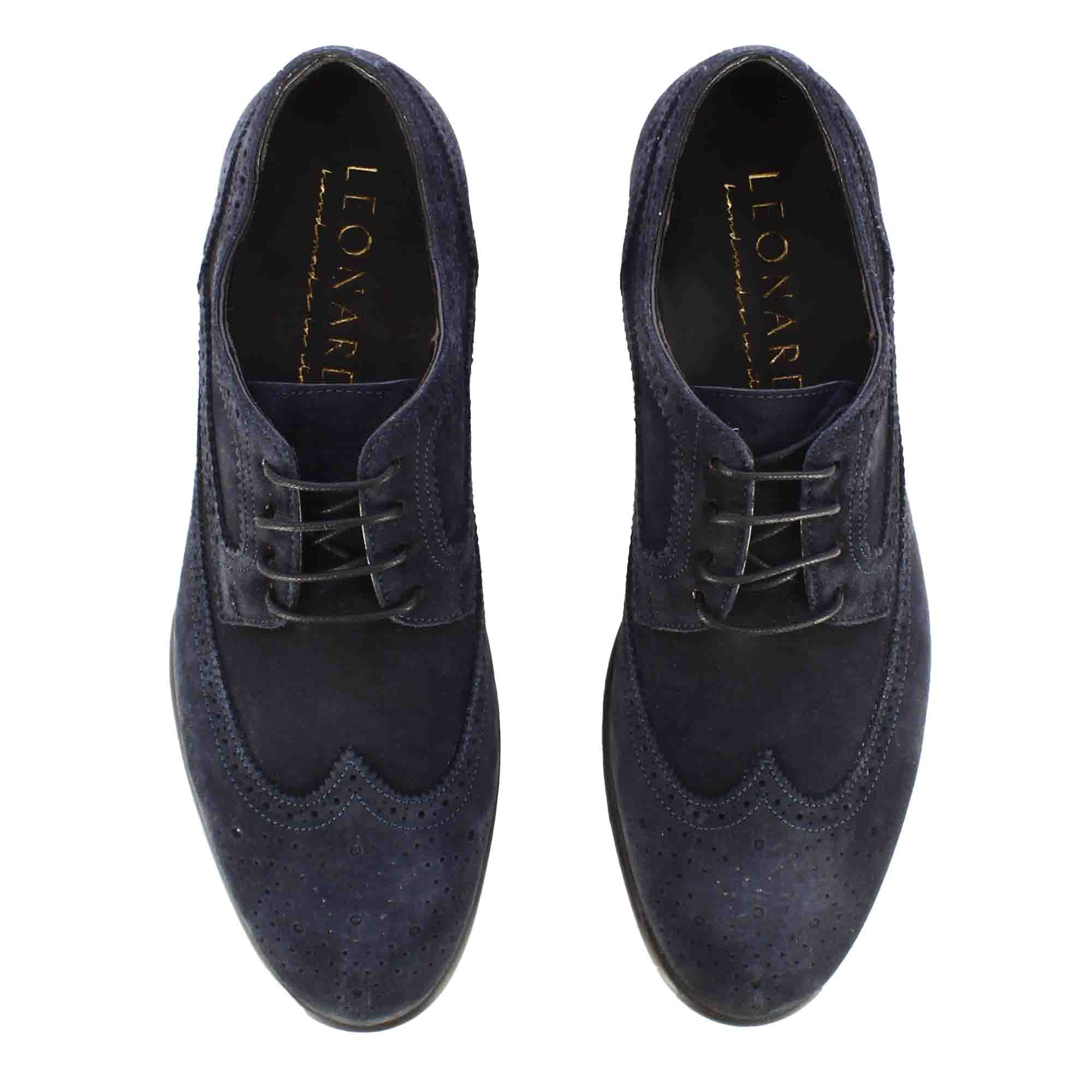 Elegant blue suede derby for men