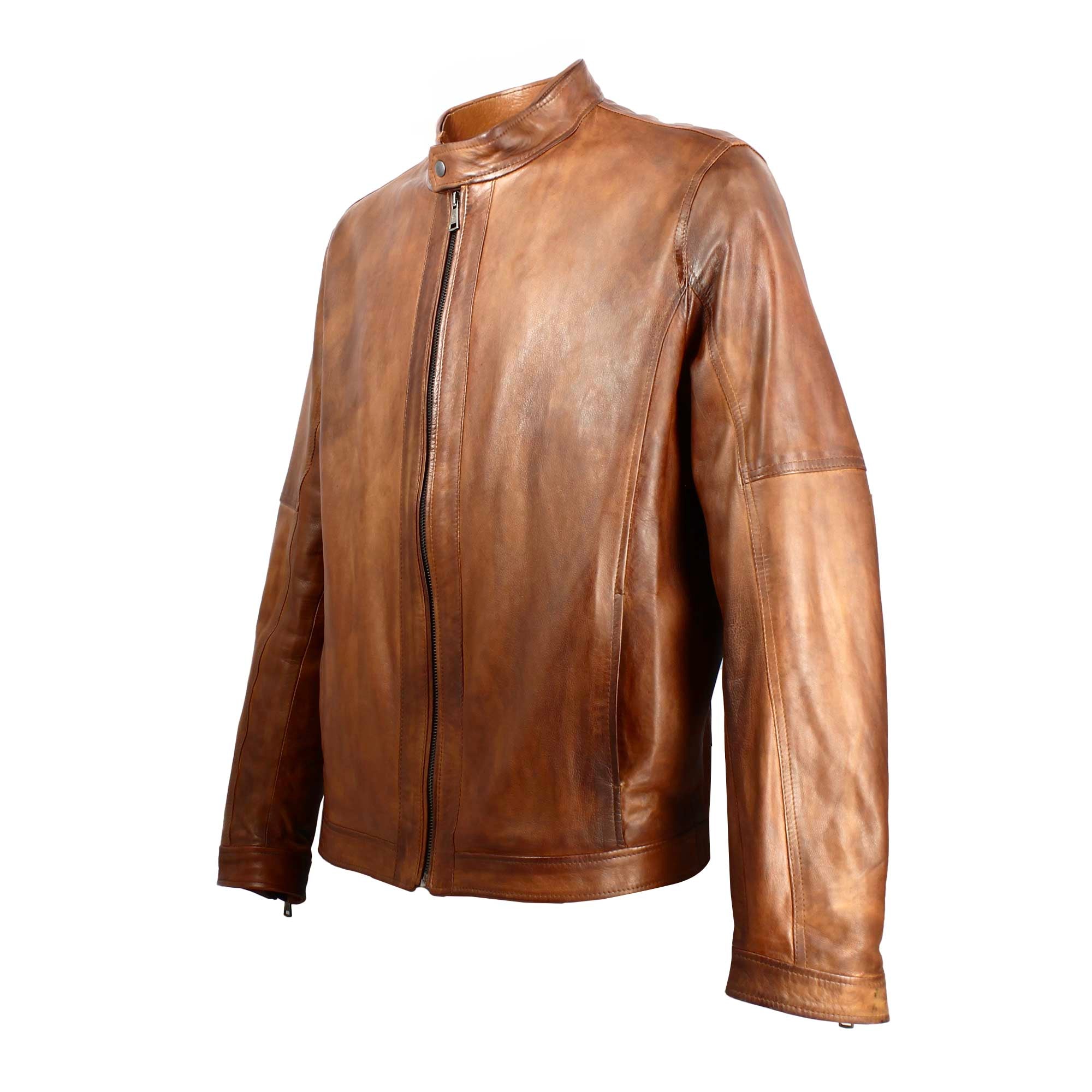 Men's jacket in soft brown vegetable-tanned leather