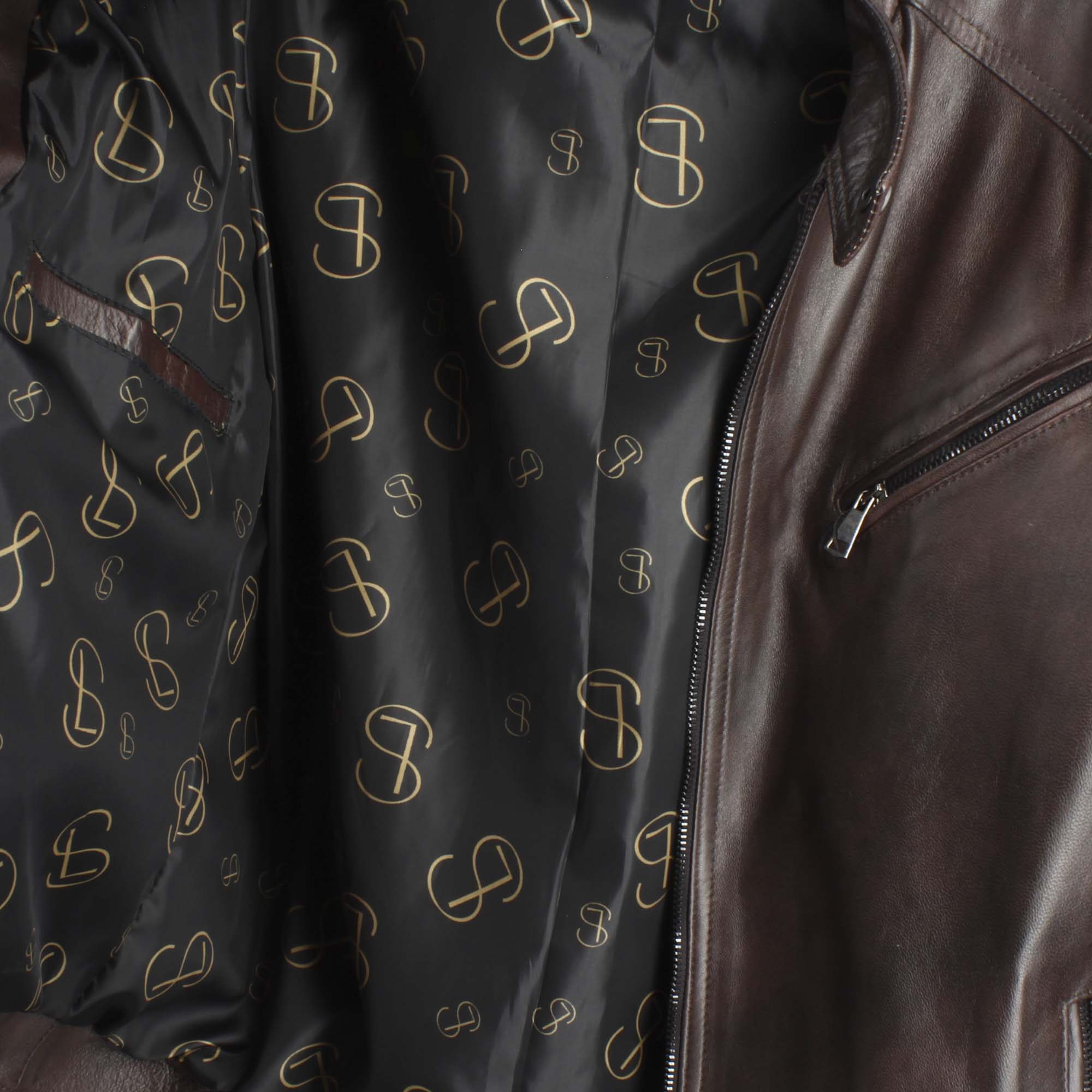 Veste de sport en cuir tanné végétal marron foncé pour homme
