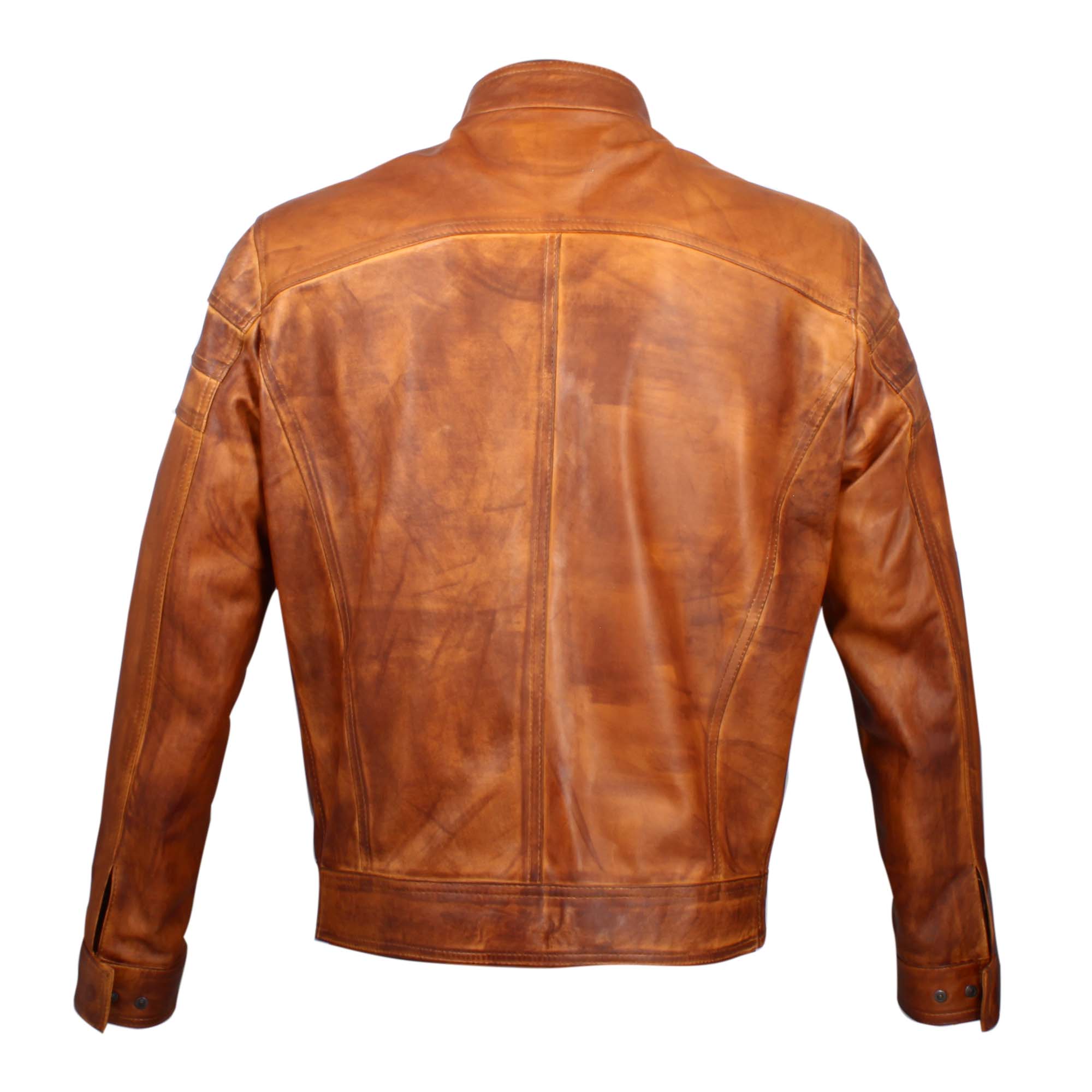 Veste de sport en cuir tanné végétal marron pour homme