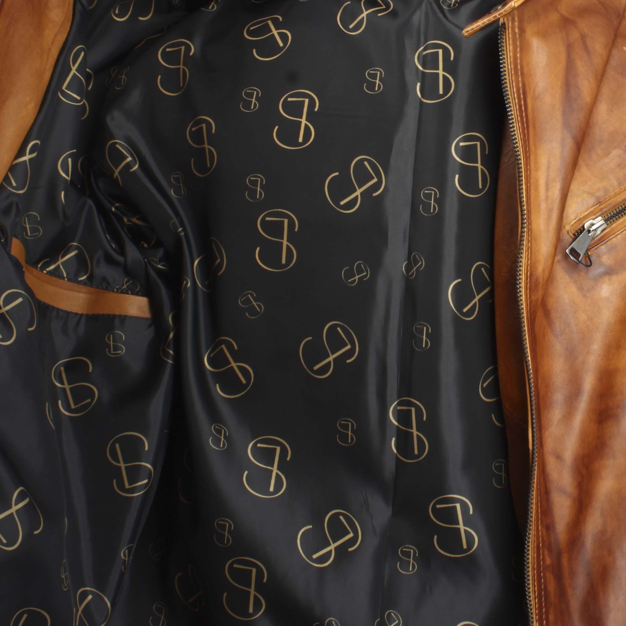 Veste de sport en cuir tanné végétal marron pour homme