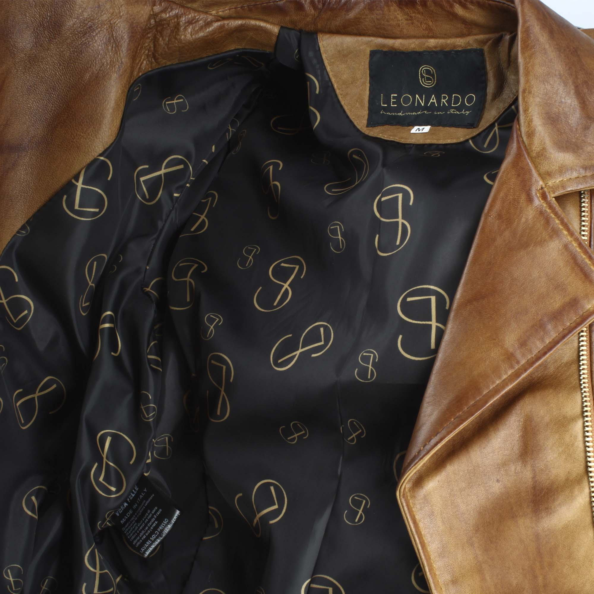 Braune Lederjacke für Damen mit doppelreihiger Front