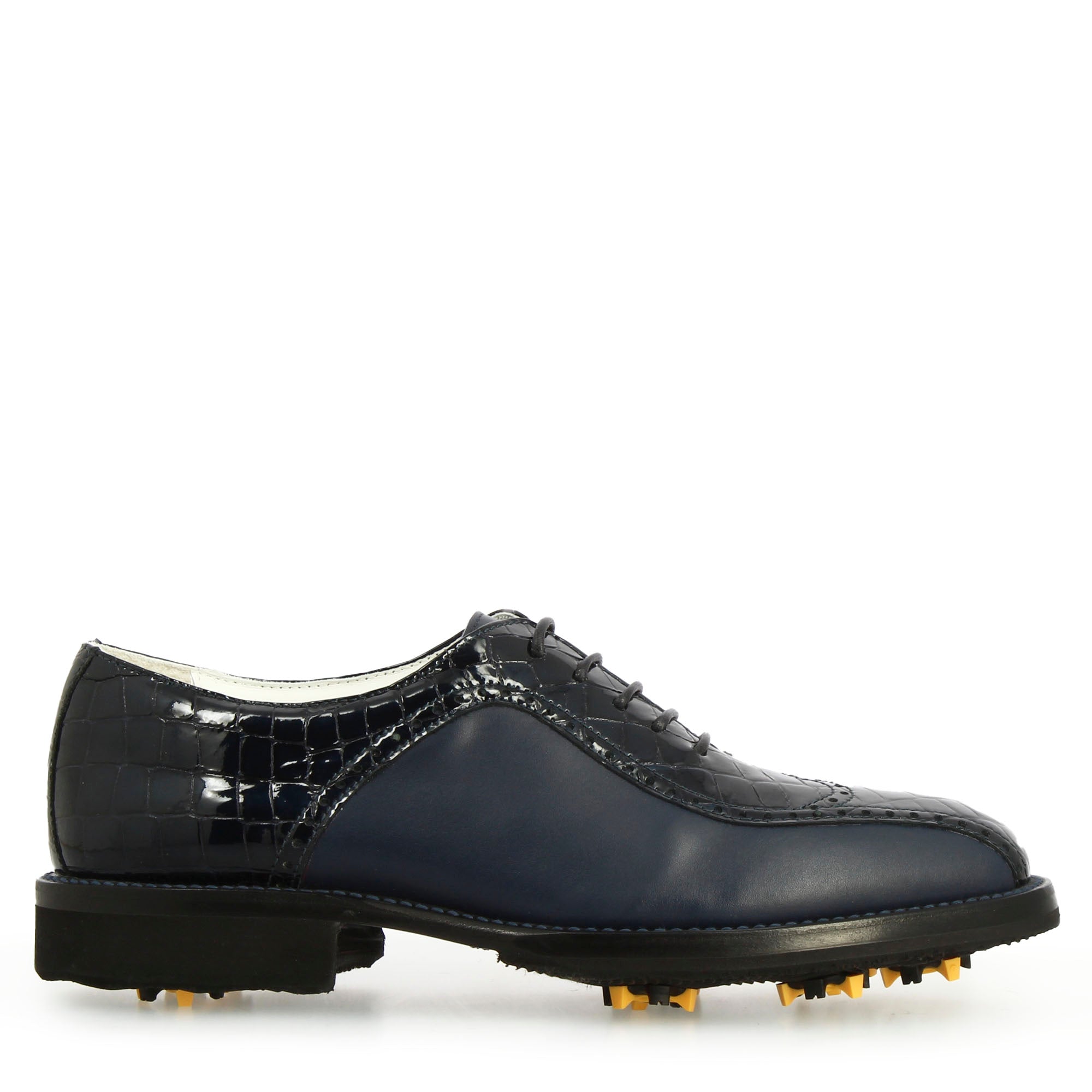 Handgefertigte Golfschuhe aus dunkelblauem Leder