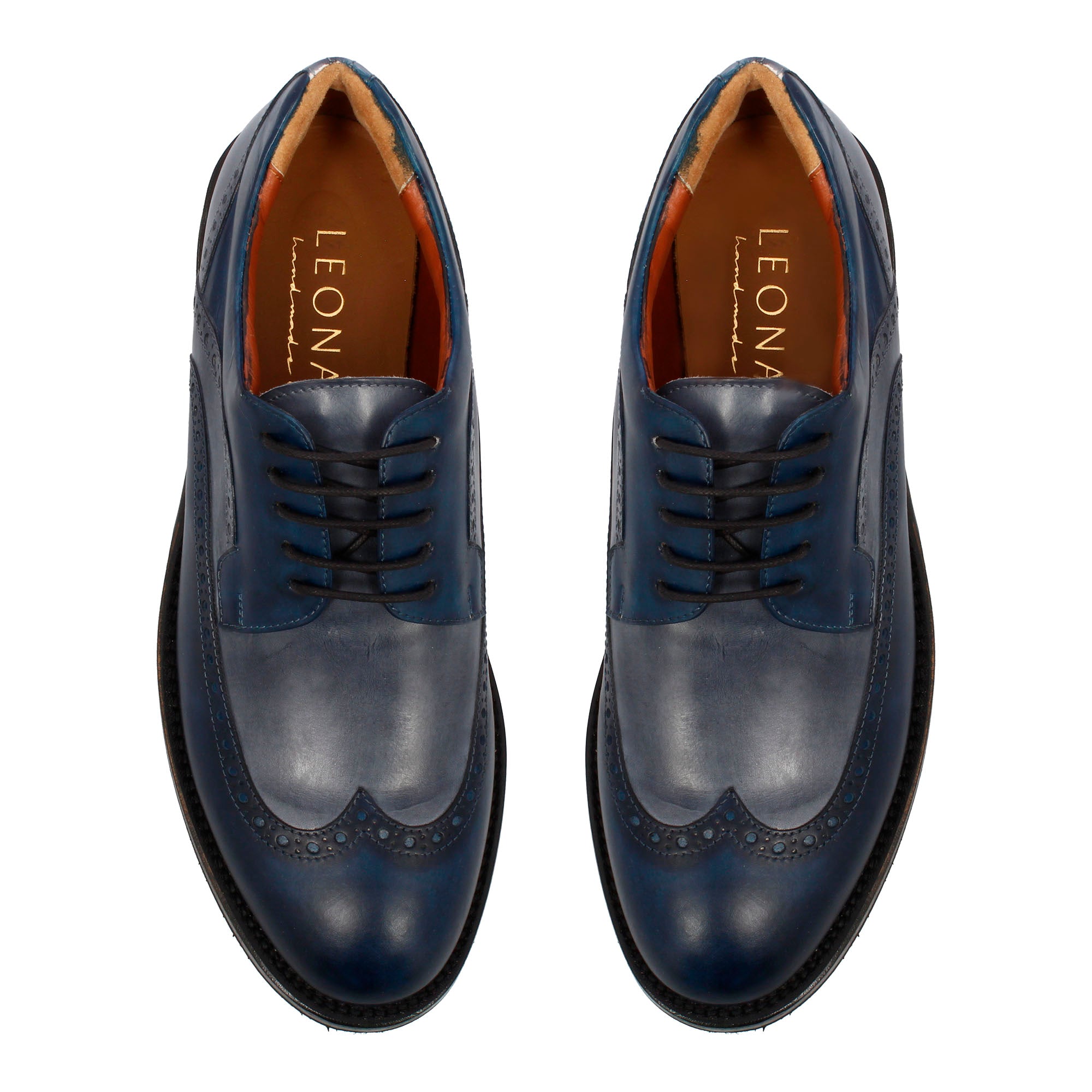 Handgefertigte Leder-Golfschuhe in Jeansblau