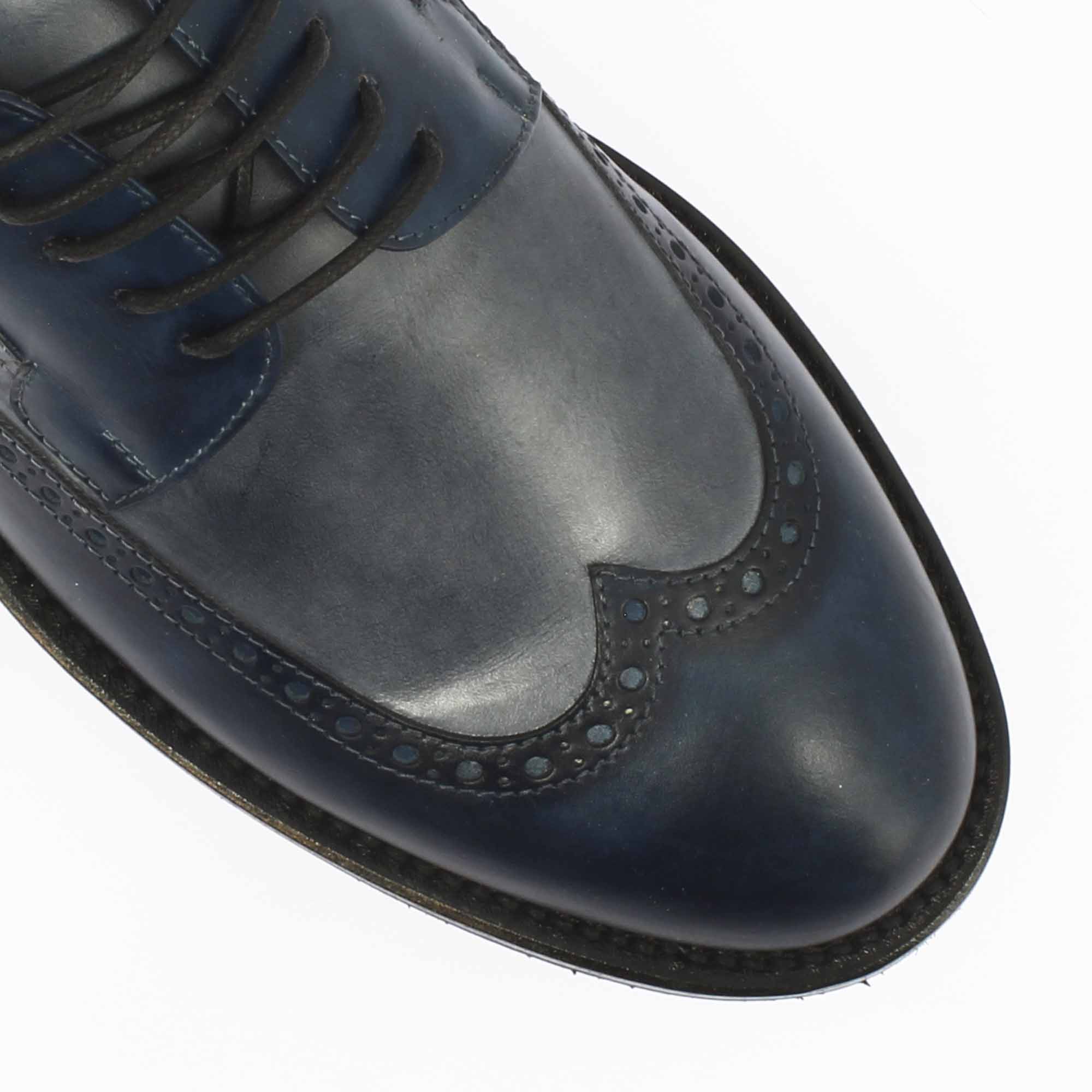 Handgefertigte Leder-Golfschuhe in Jeansblau