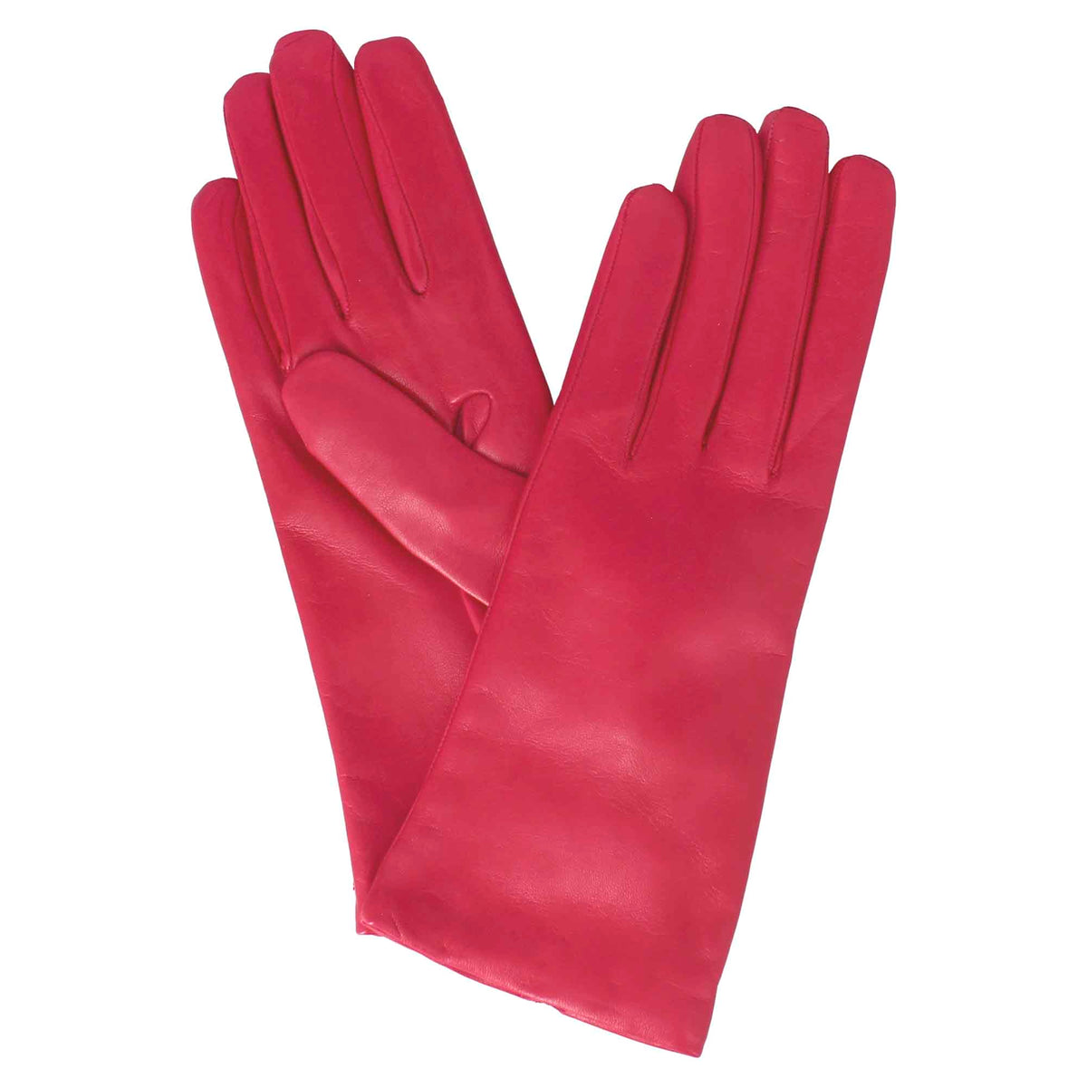 Women's glove in smooth fuchsia leather with cashmere lining
