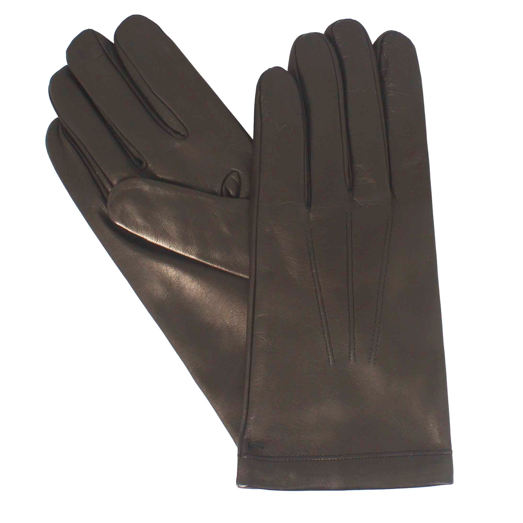 Gants pour hommes faits à la main en cuir nappa marron doublés de cachemire