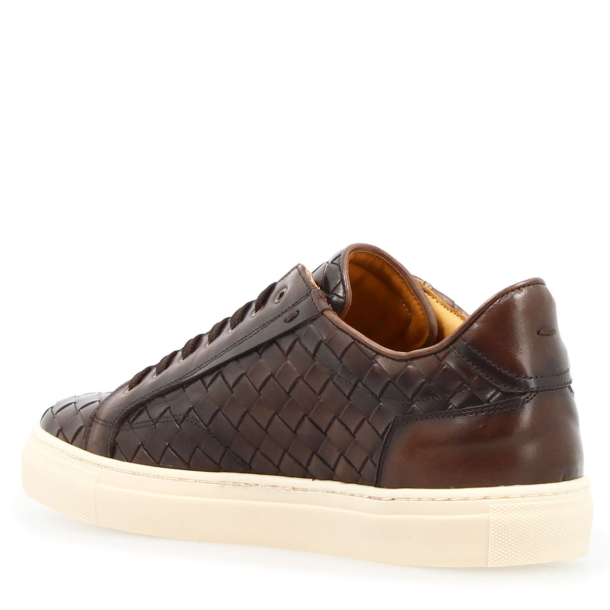 Icaro sneaker da uomo in pelle intrecciata marrone scuro - LeonardoShoes