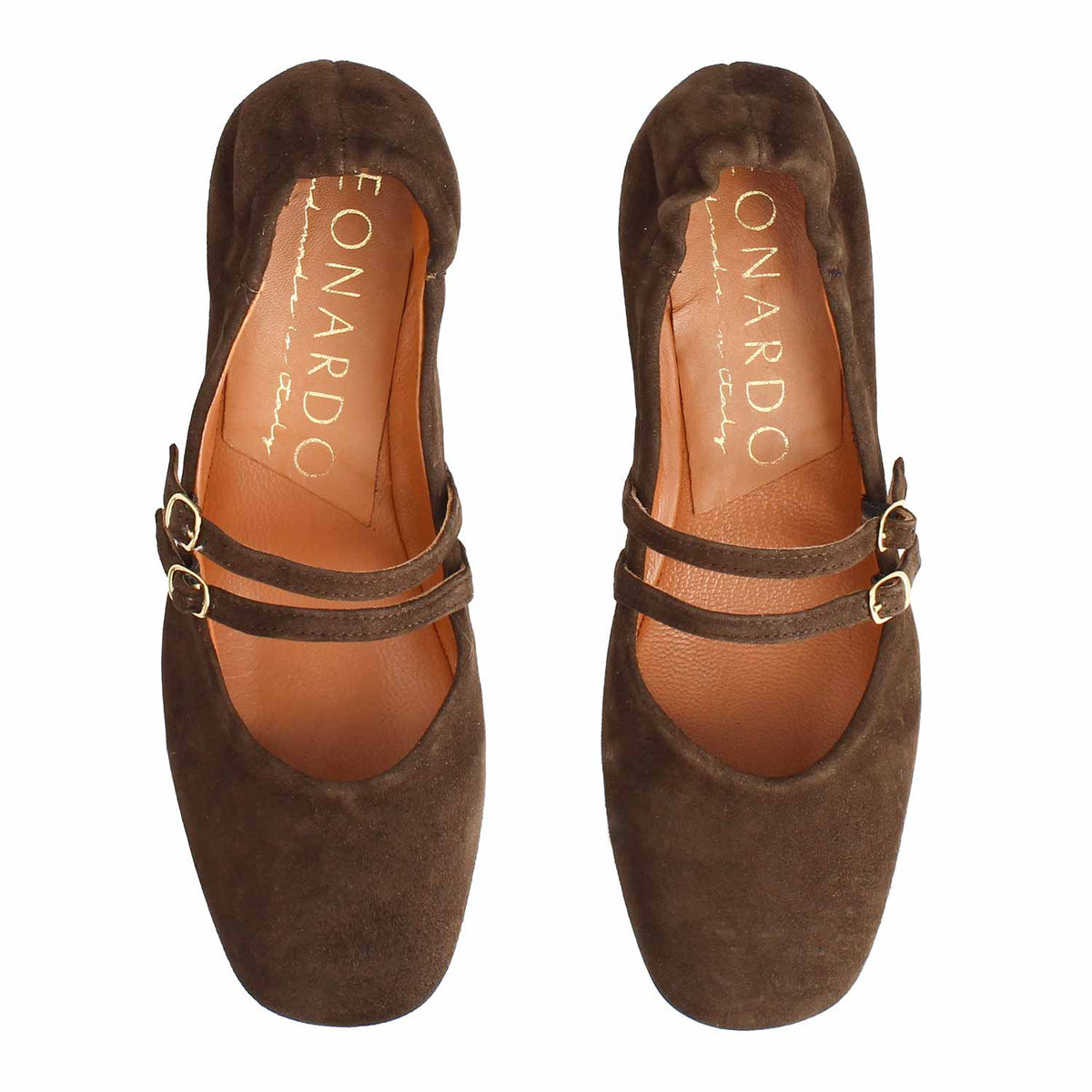 Iside - Mary Jane Double Strap Flat Suede Dark Brown