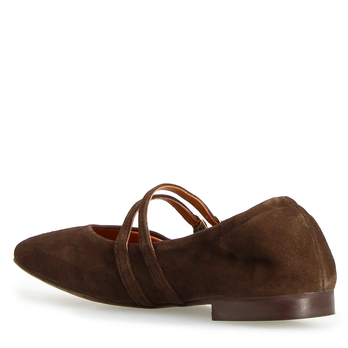 Iside - Mary Jane Double Strap Flat Suede Dark Brown