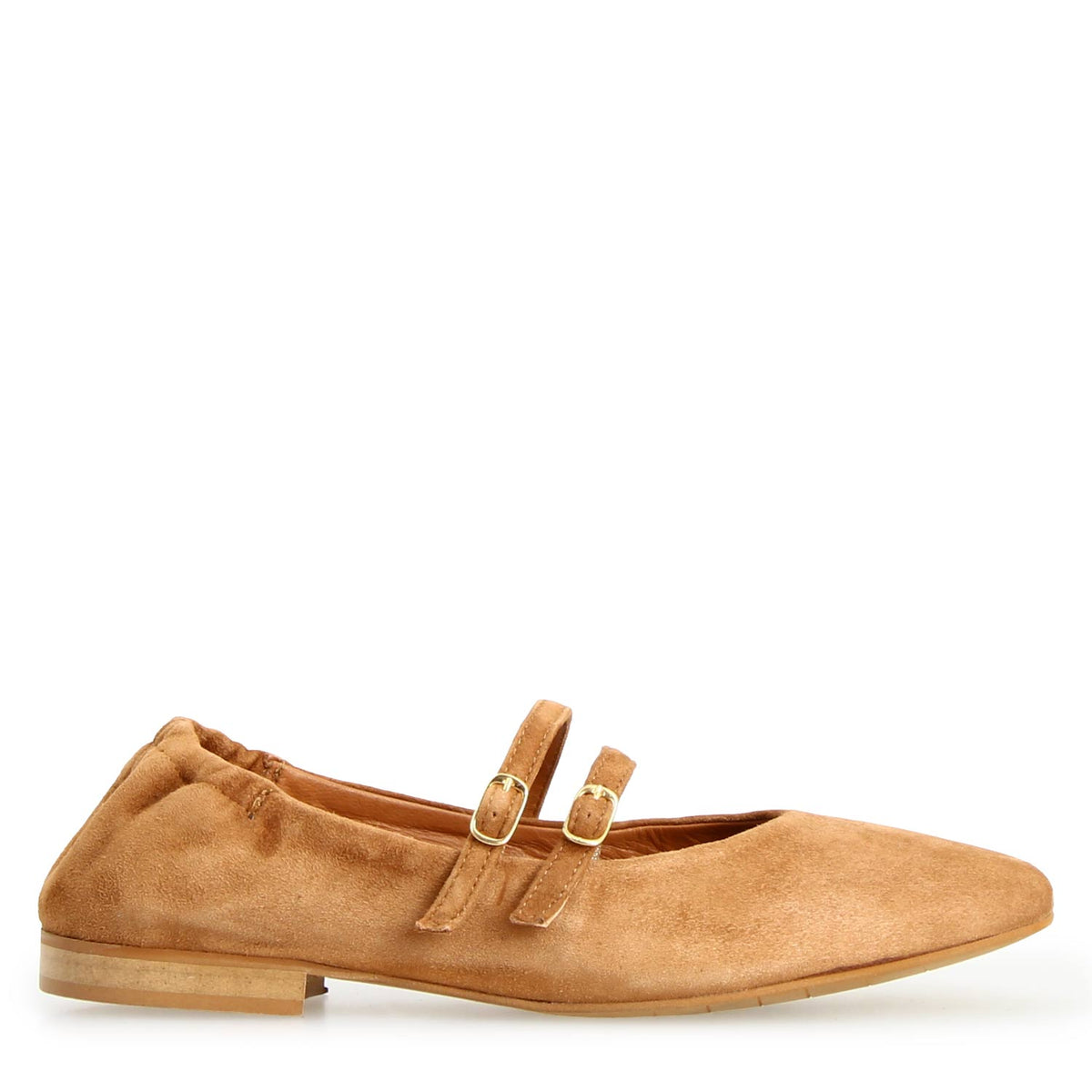 Iside - Mary Jane Double Strap Flat Suede Light Brown