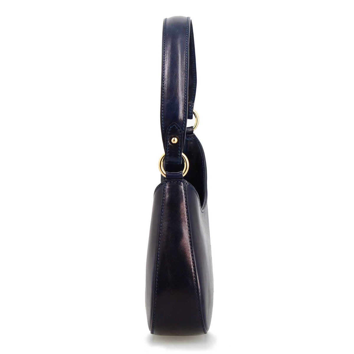 Isotta M - Sac à main demi-lune en cuir bleu