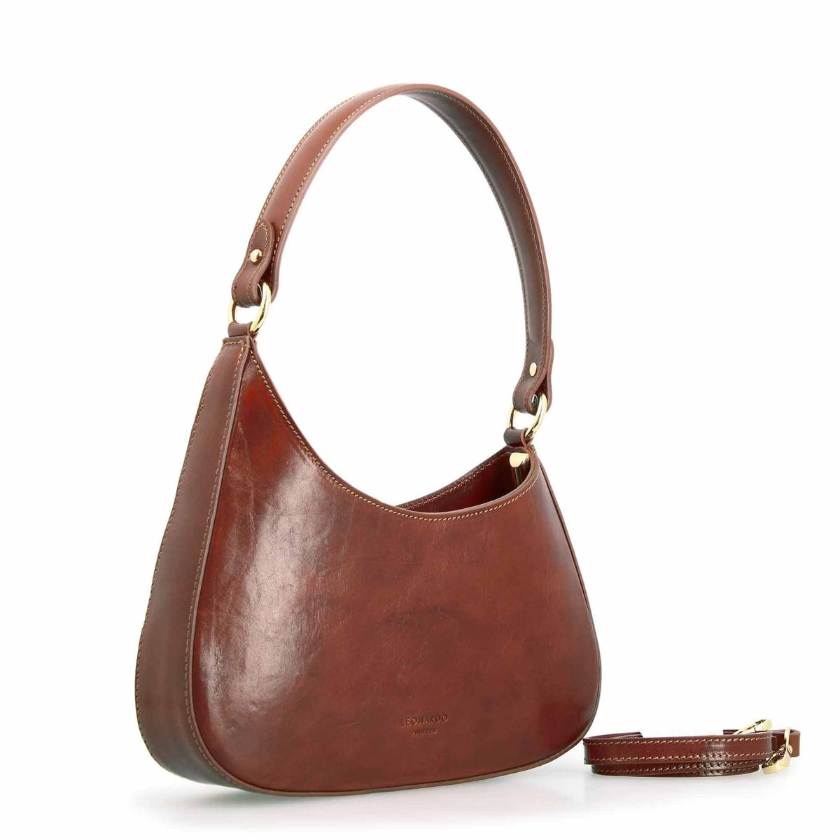 Isotta M - Sac à main en cuir marron châtaigne