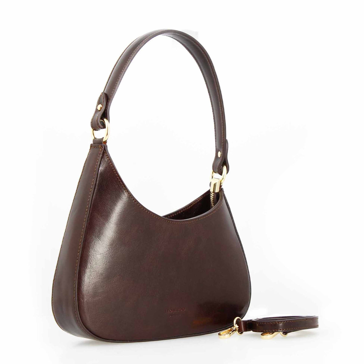 Isotta M - Sac demi-lune en cuir marron foncé