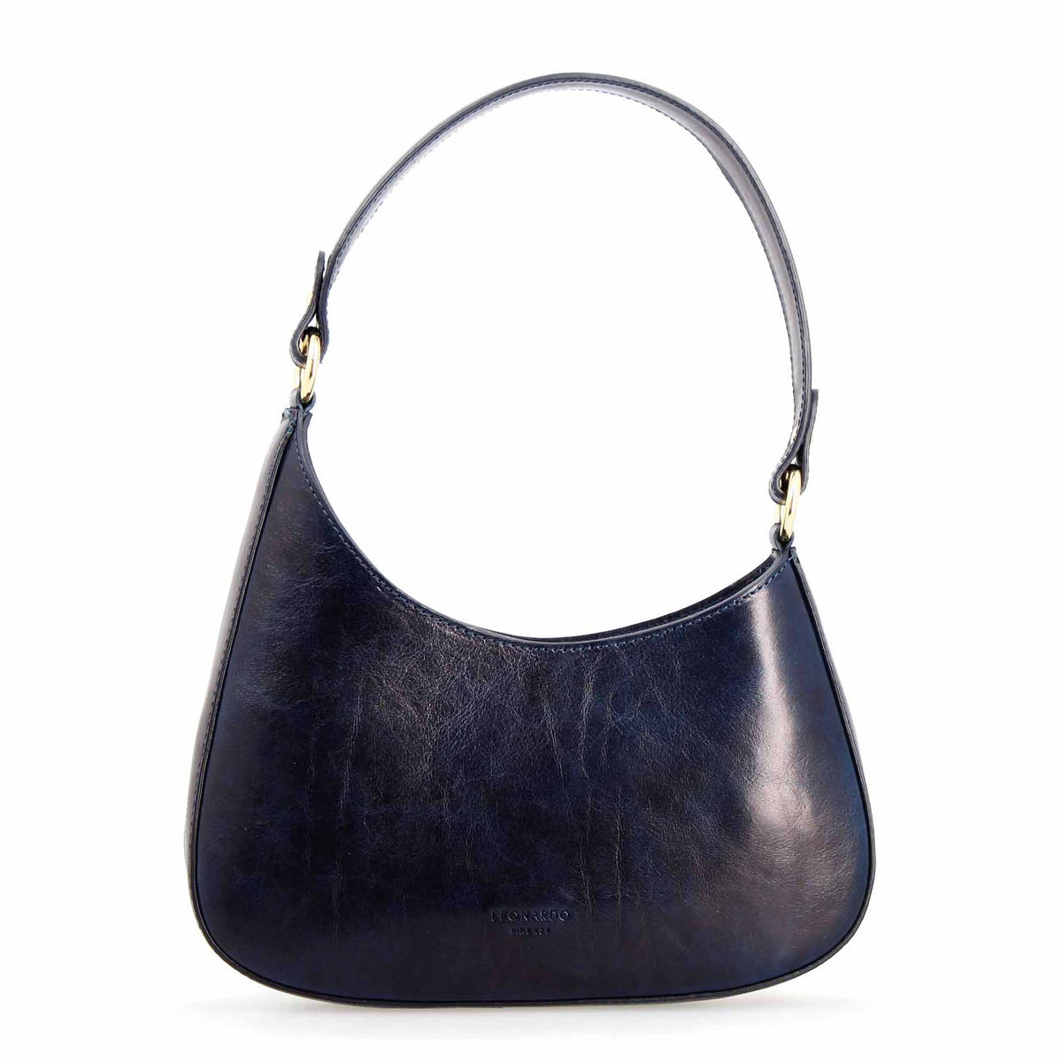 Isotta M - Sac à main demi-lune en cuir bleu