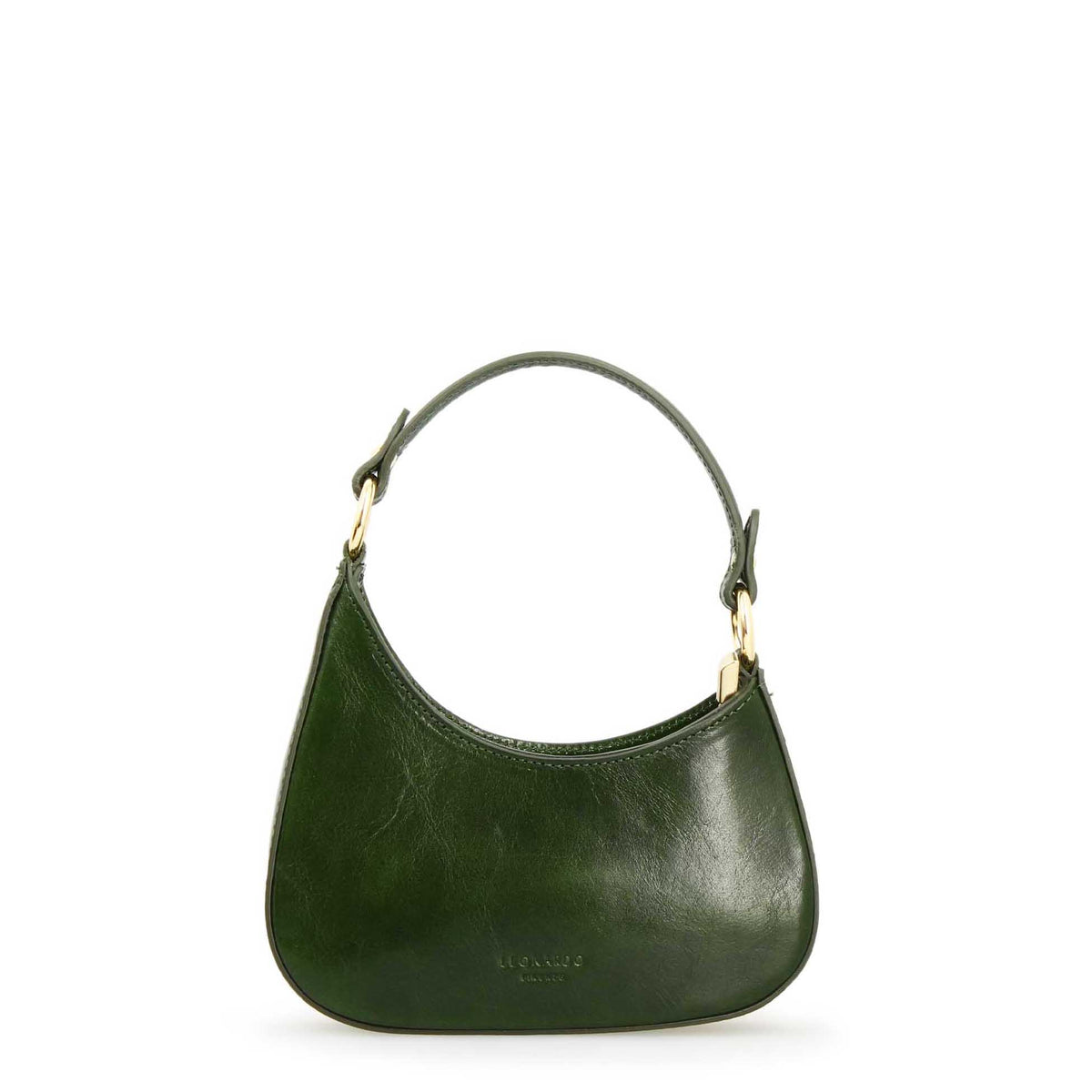 Isotta S - Mini sac demi-lune en cuir vert forêt