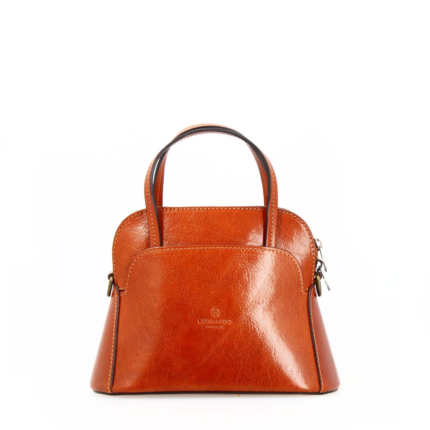 Bandoulière Livia en cuir orange semi brillant pour femme