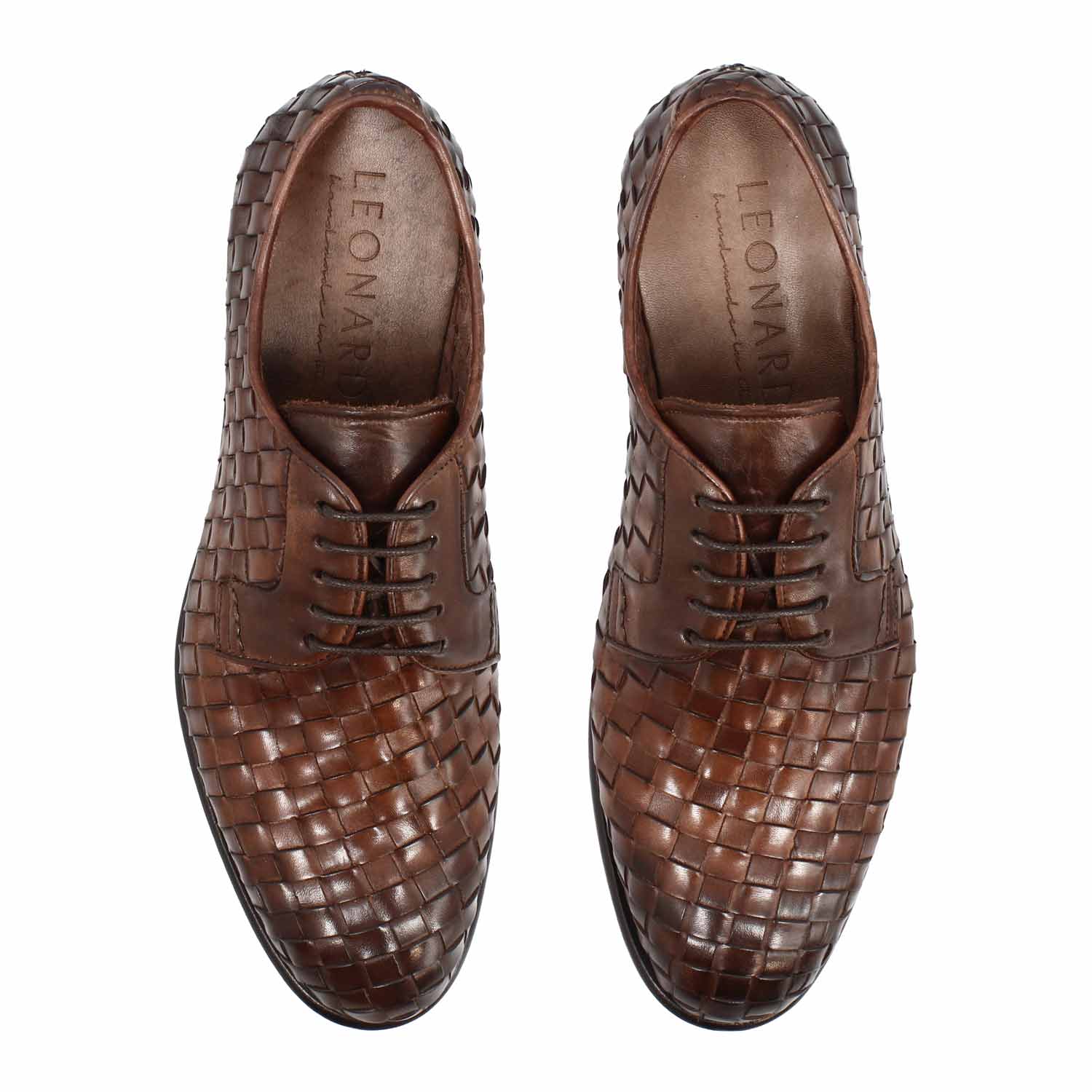 Derby Cipriano da uomo in pelle marrone - LeonardoShoes