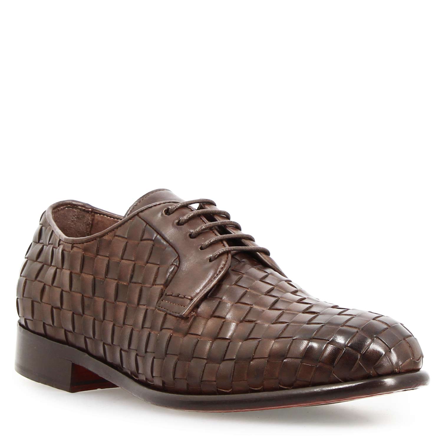 Derby Cipriano da uomo in pelle marrone scuro - LeonardoShoes