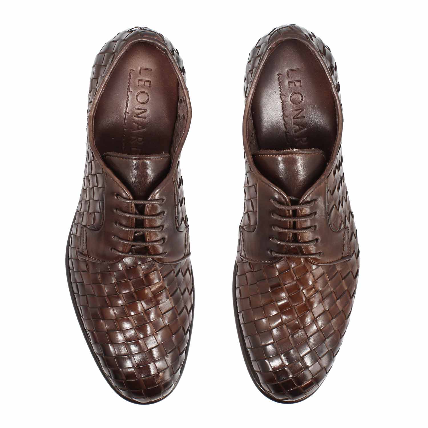 Derby Cipriano da uomo in pelle marrone scuro - LeonardoShoes