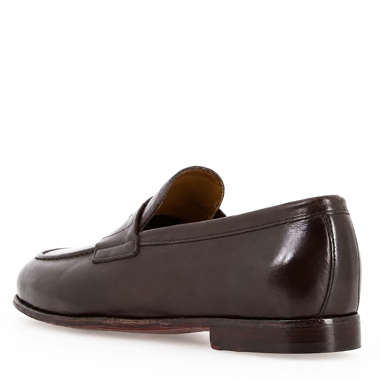 Mocassin Navona pour homme en cuir de première qualité marron foncé