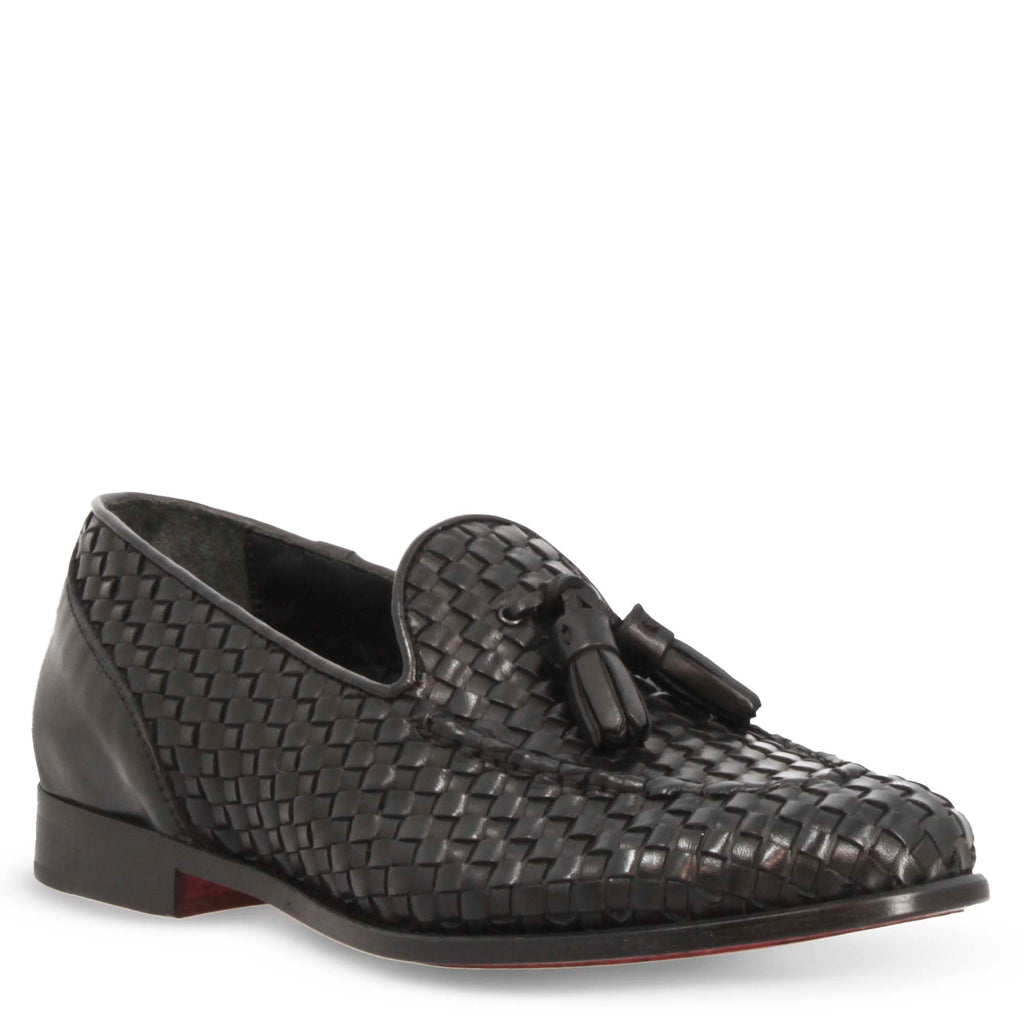 Desi Hangover Leo Mens Black Woven Leather Loafers Size 11 DH4567 Handcrafted Desi Hangover Leo Mens Black Woven Leather Loafers Size 11  main image 4