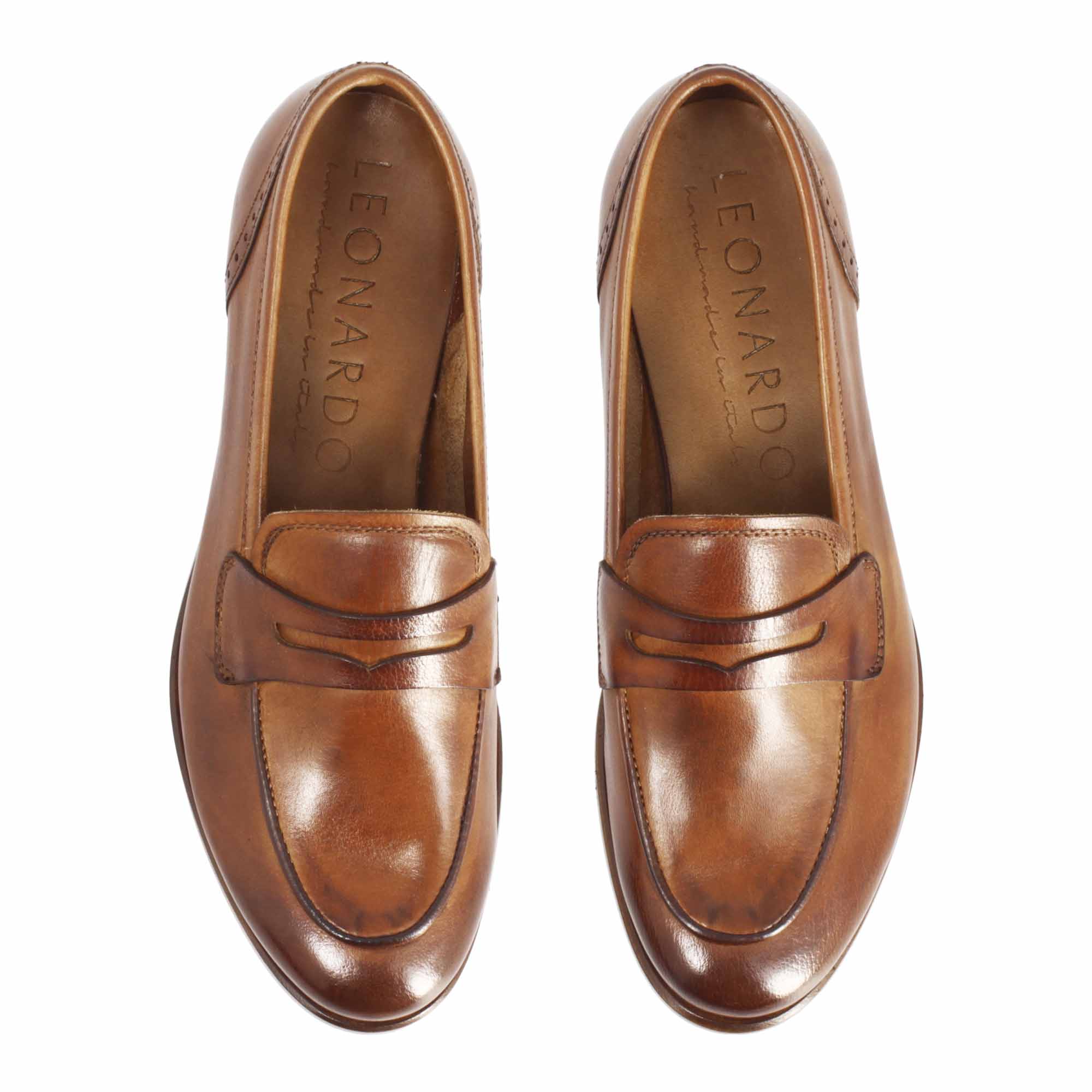 Mocassins pour femmes en cuir marron faits à la main