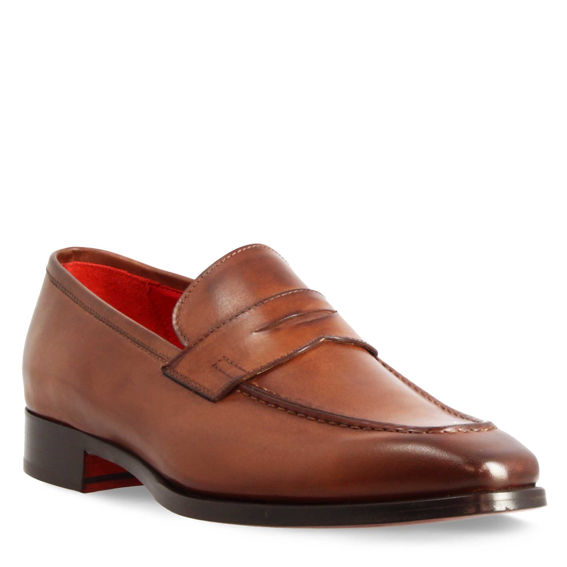 Mocassins pour hommes faits main en cuir marron