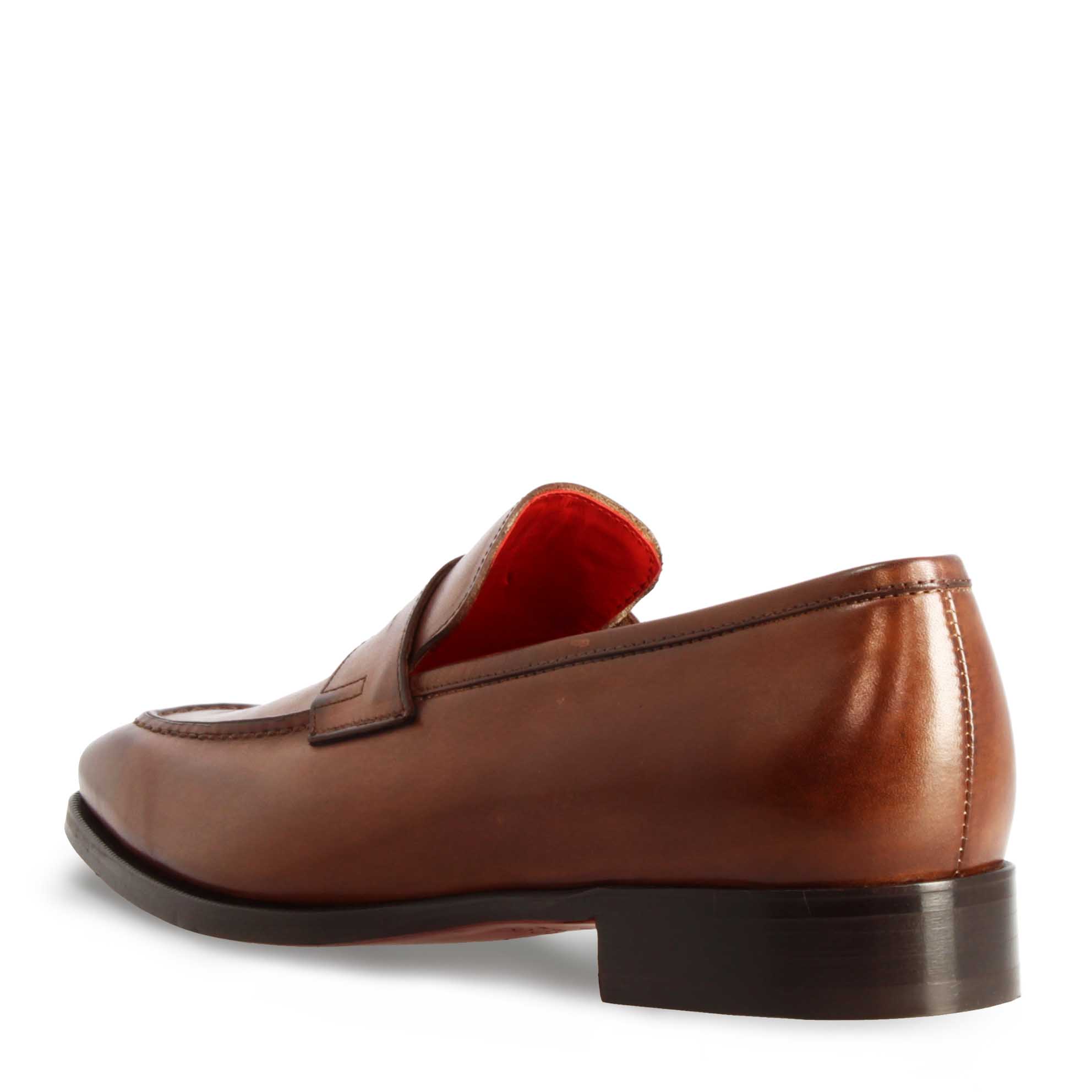 Mocassins pour hommes faits main en cuir marron