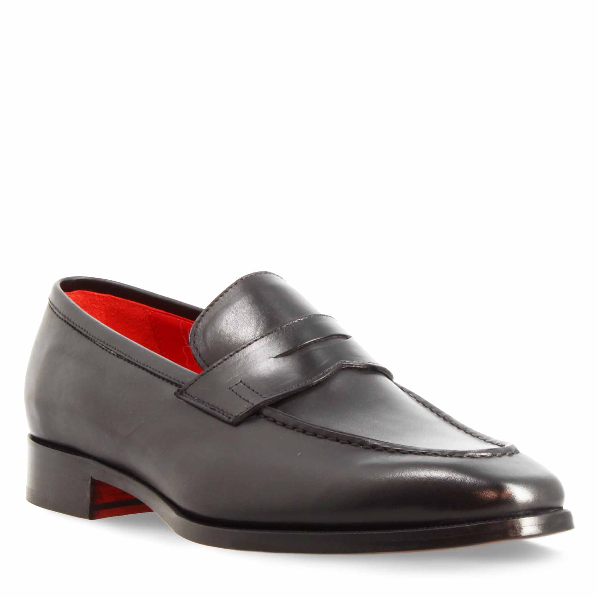Mocassins pour hommes en cuir noir faits à la main