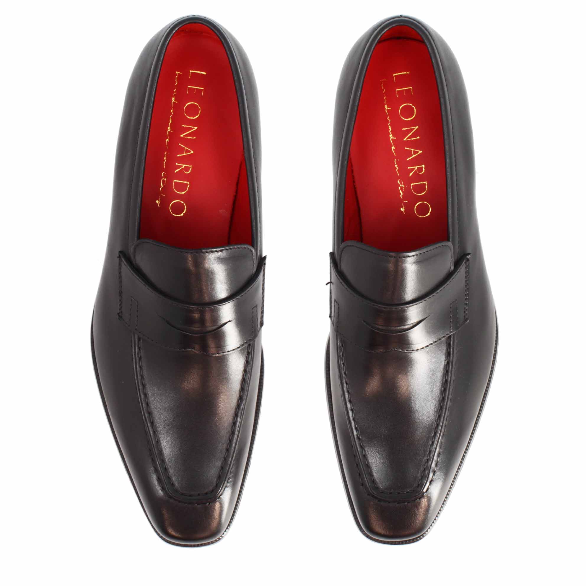 Mocassins pour hommes en cuir noir faits à la main