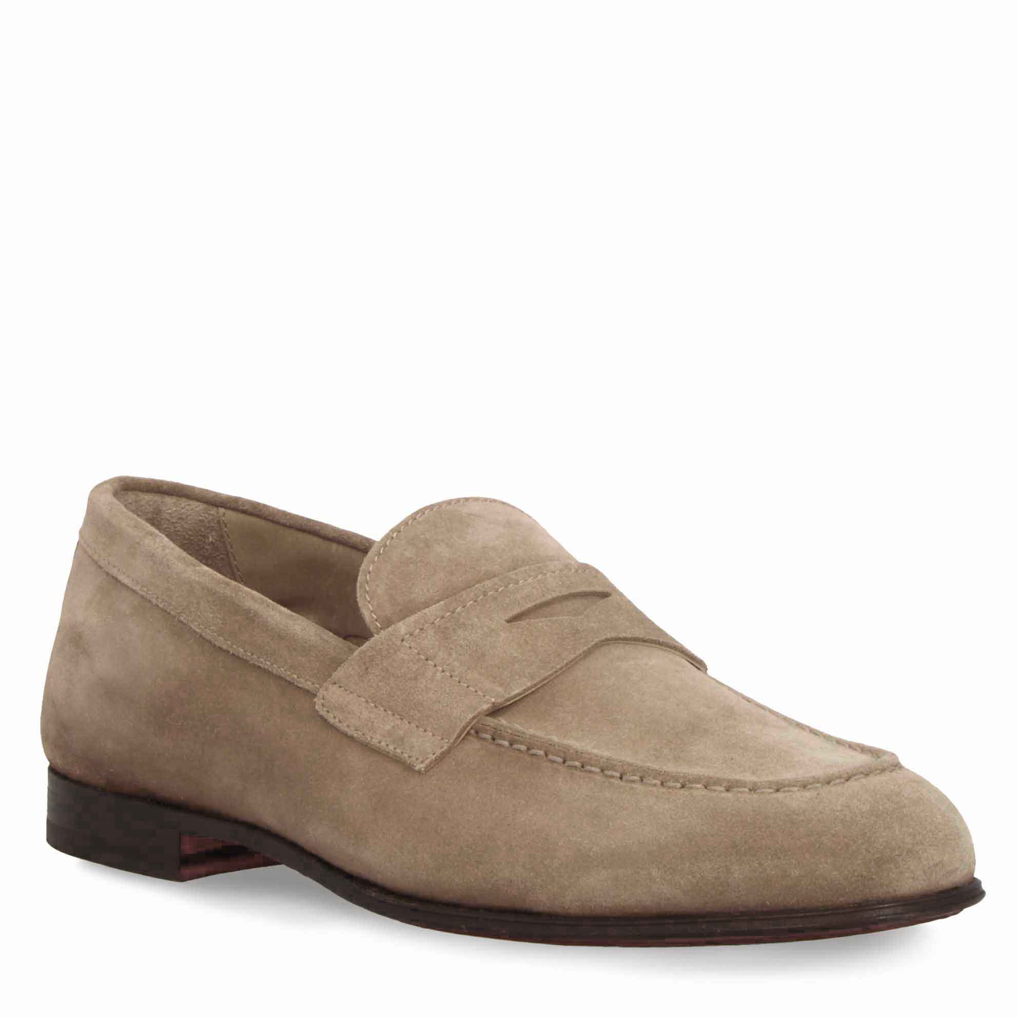 Mocassin homme en daim gris fait main