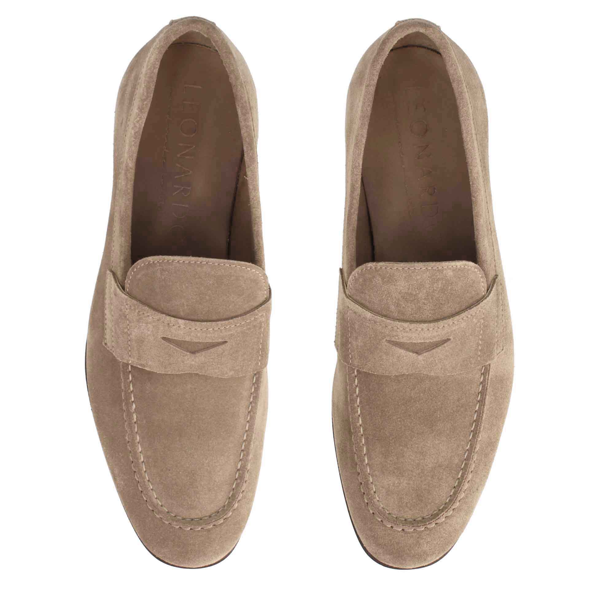 Mocassin homme en daim gris fait main