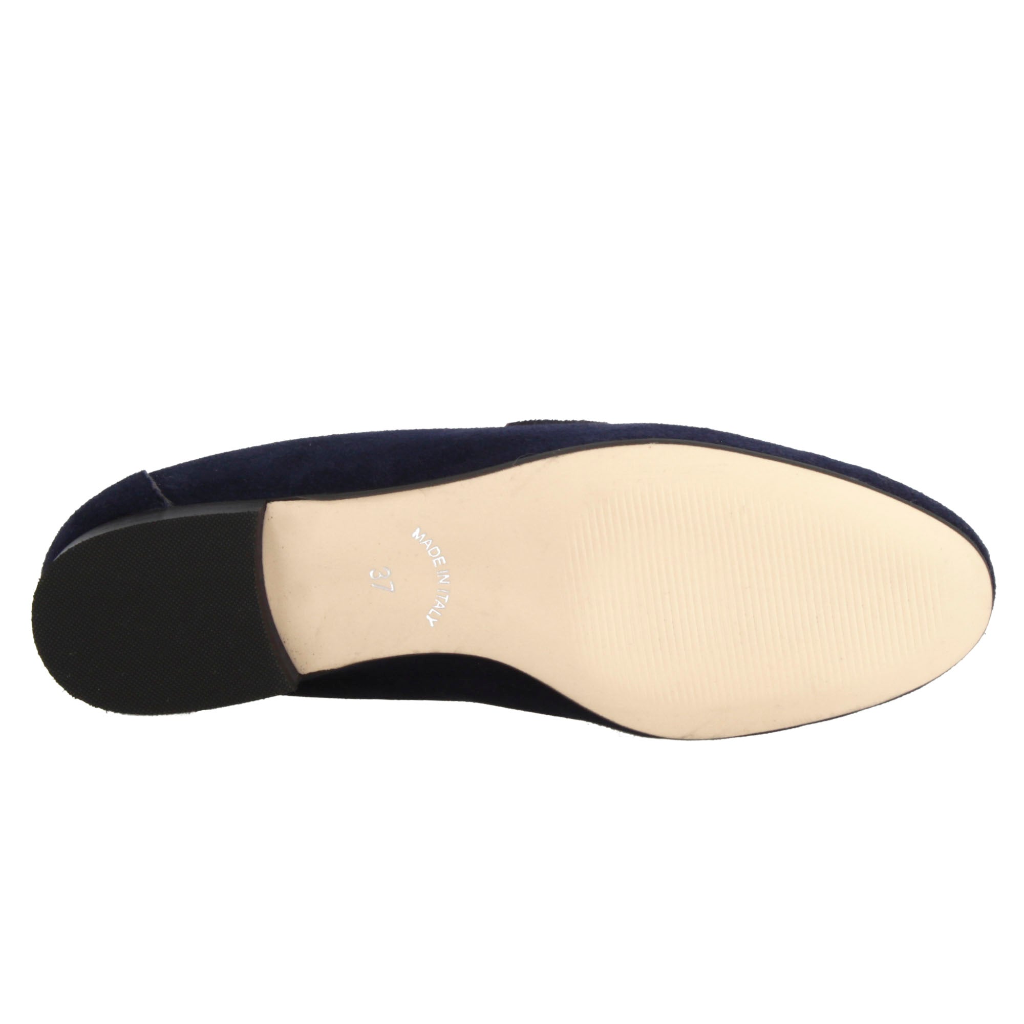 Mocassin femme fait main en daim bleu