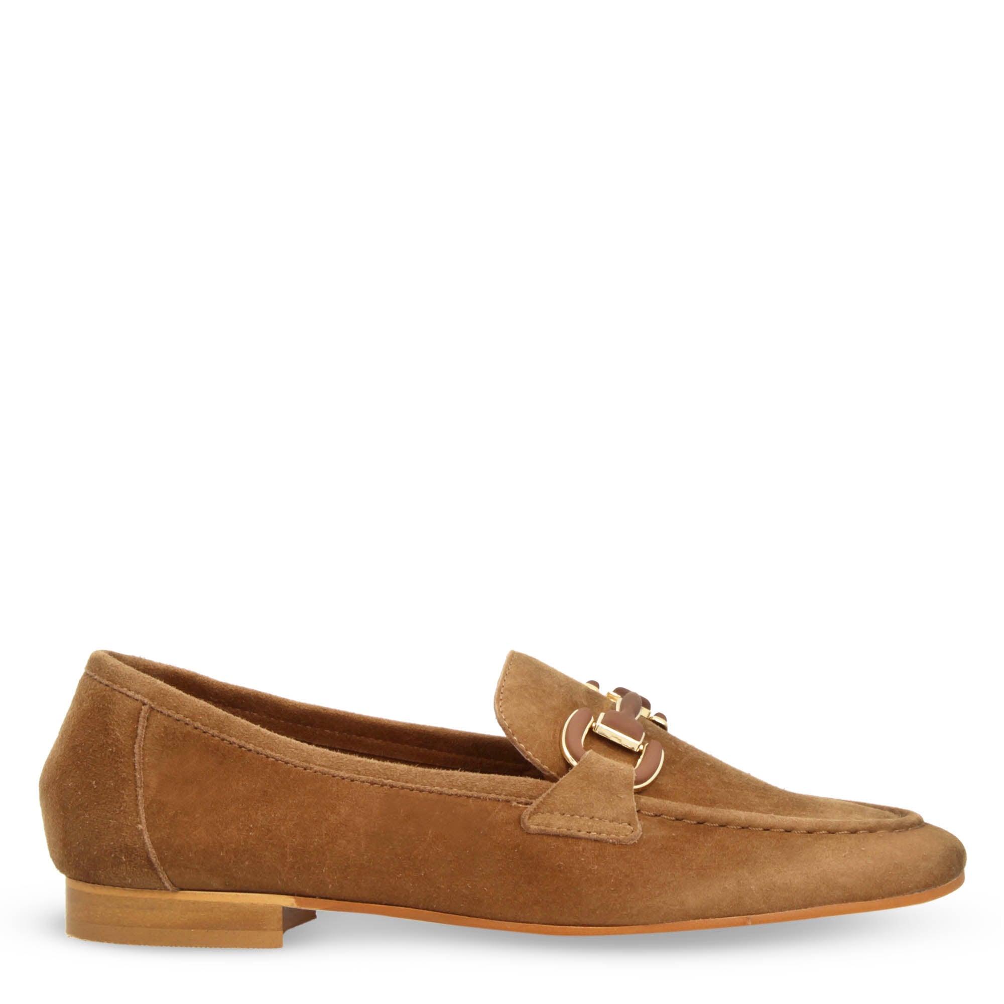 Mocassin femme fait main en daim marron