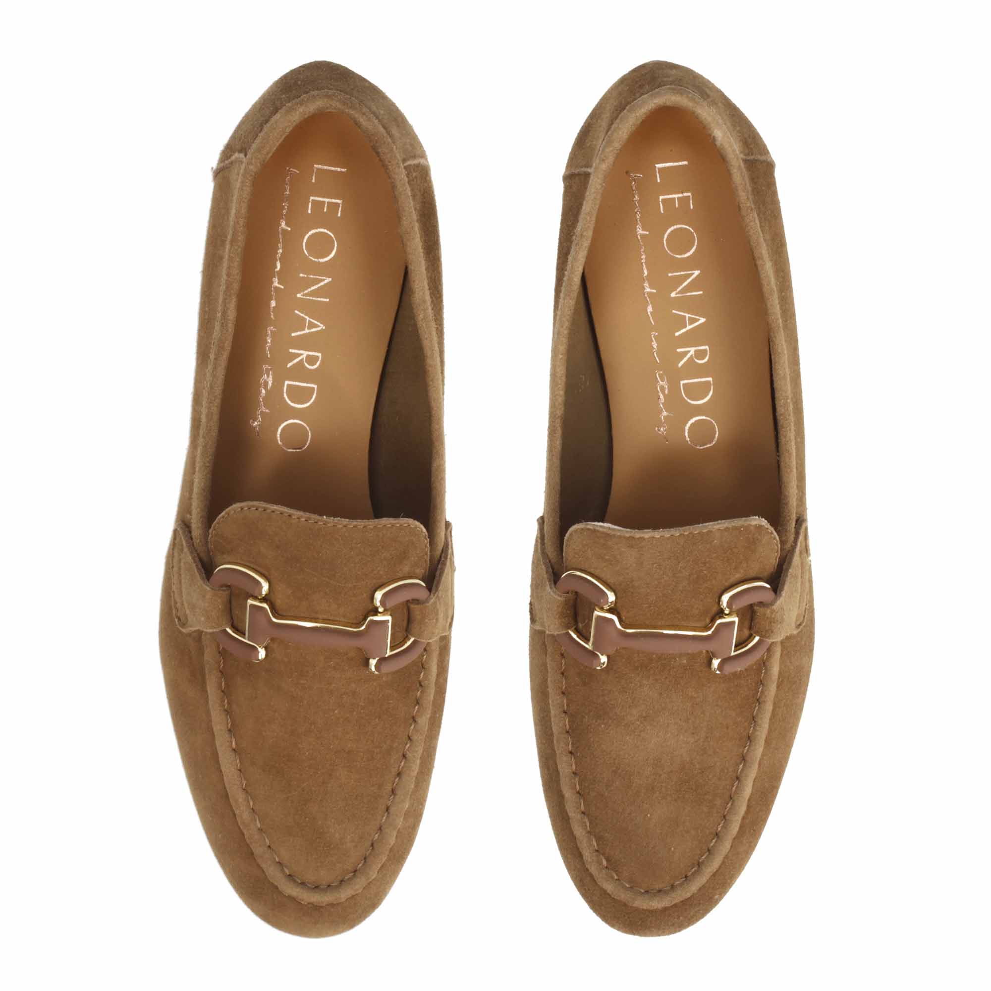 Mocassin femme fait main en daim marron
