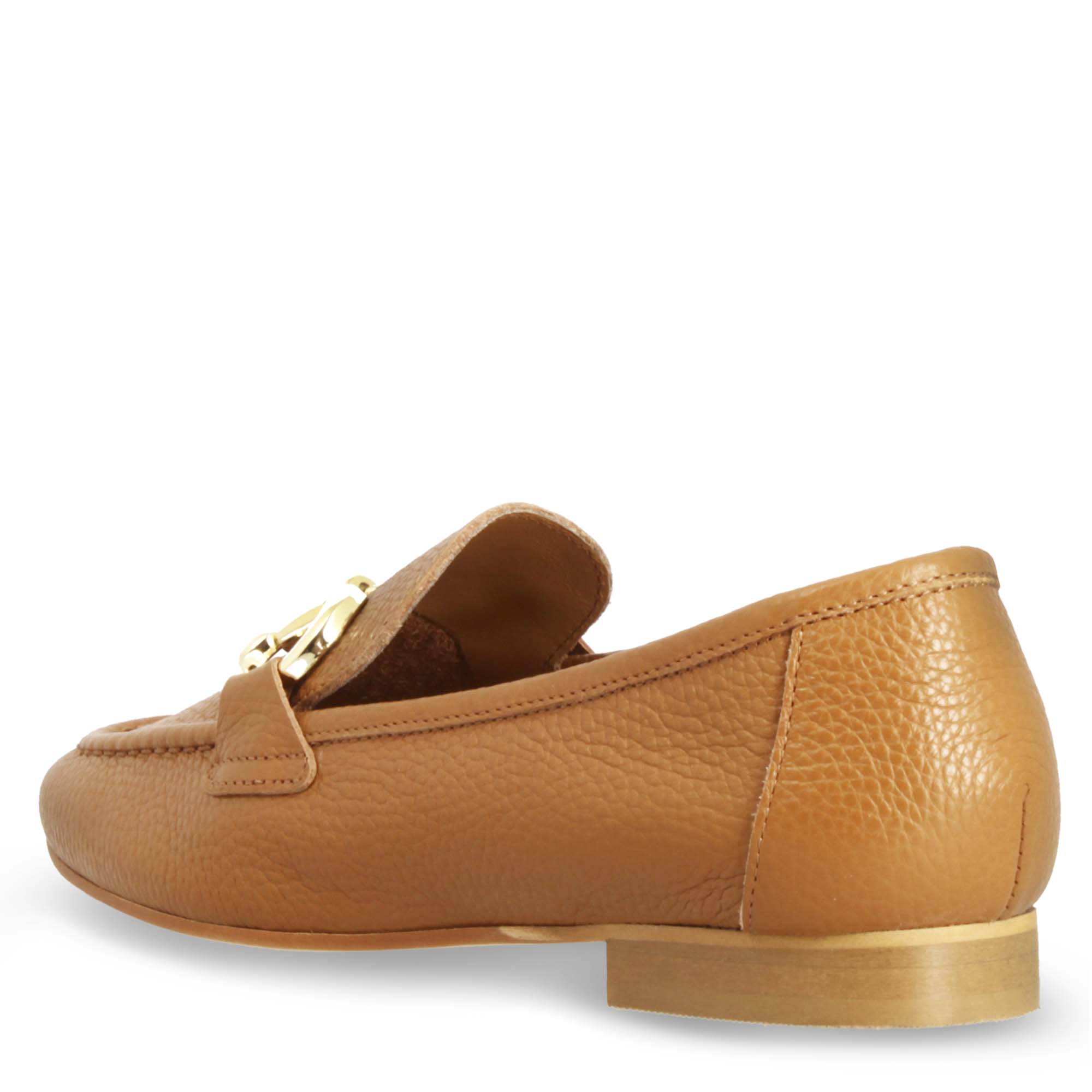Mocassin femme marron fait main avec pince