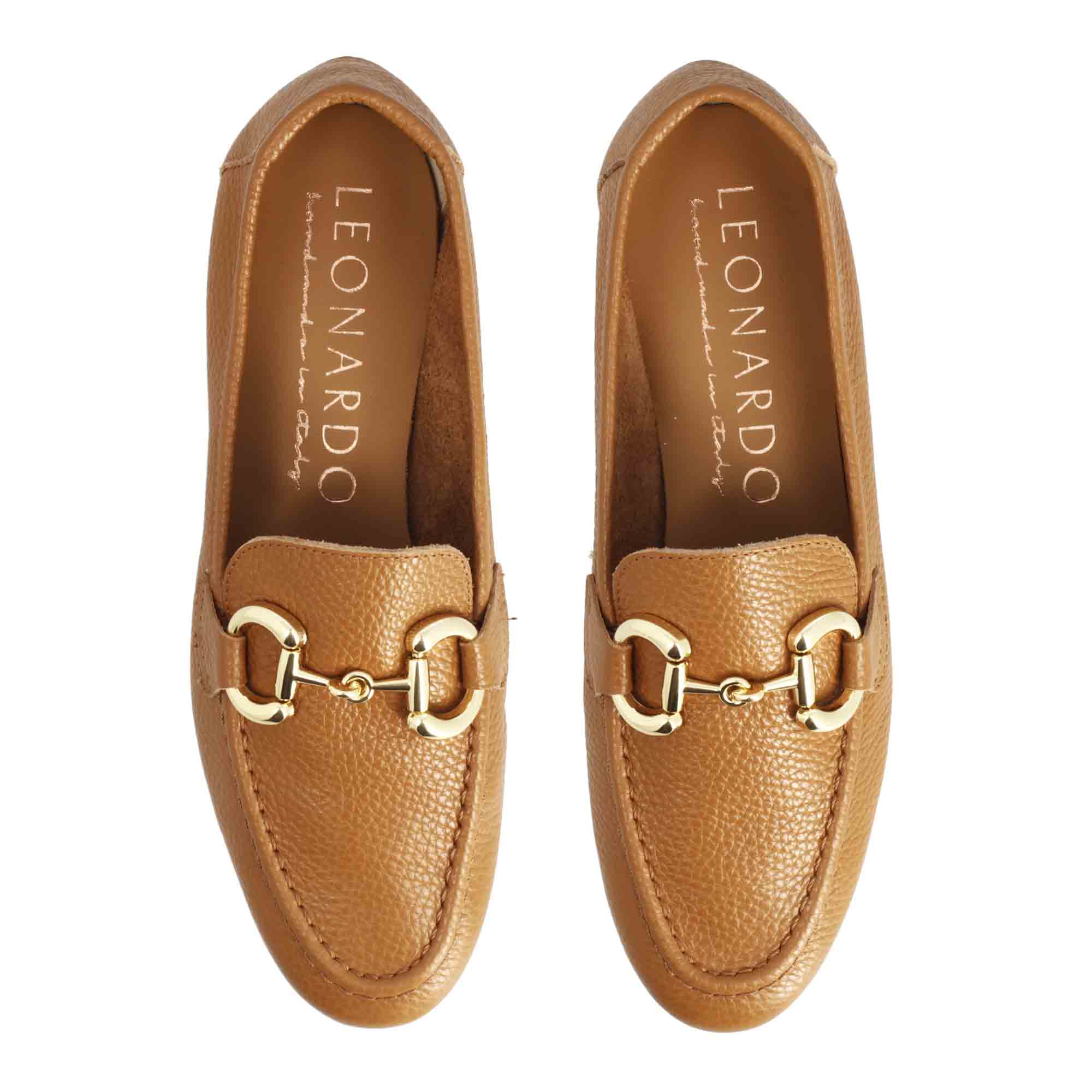 Mocassin femme marron fait main avec pince