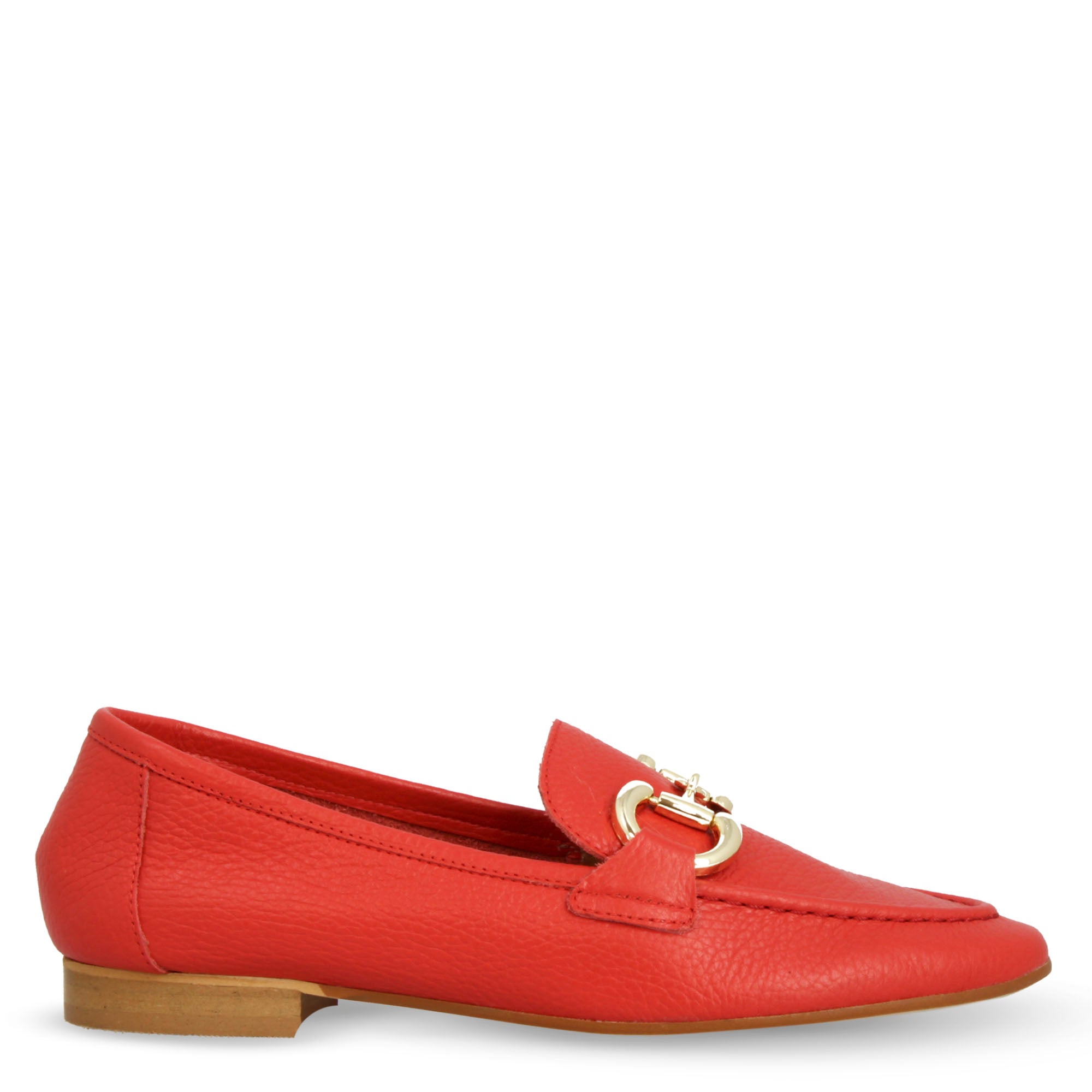 Mocassin femme rouge fait main avec pince